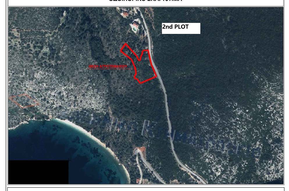 Aerial view and location of land for sale in Ithaca Greece, Piso Aetos