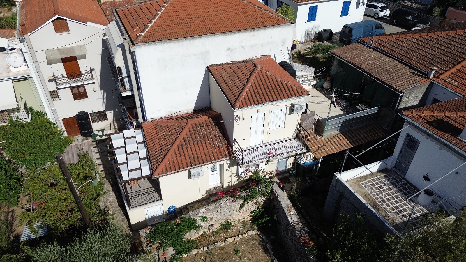 Aerial view of house for sale in Ithaca Greece, Vathi