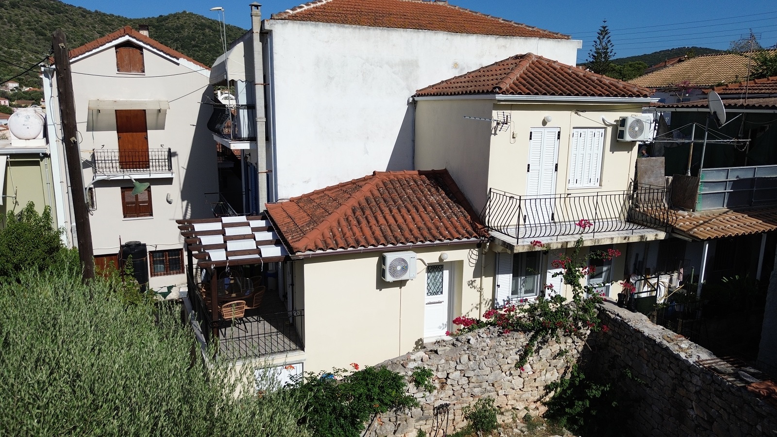 Aerial view of house for sale in Ithaca Greece, Vathi