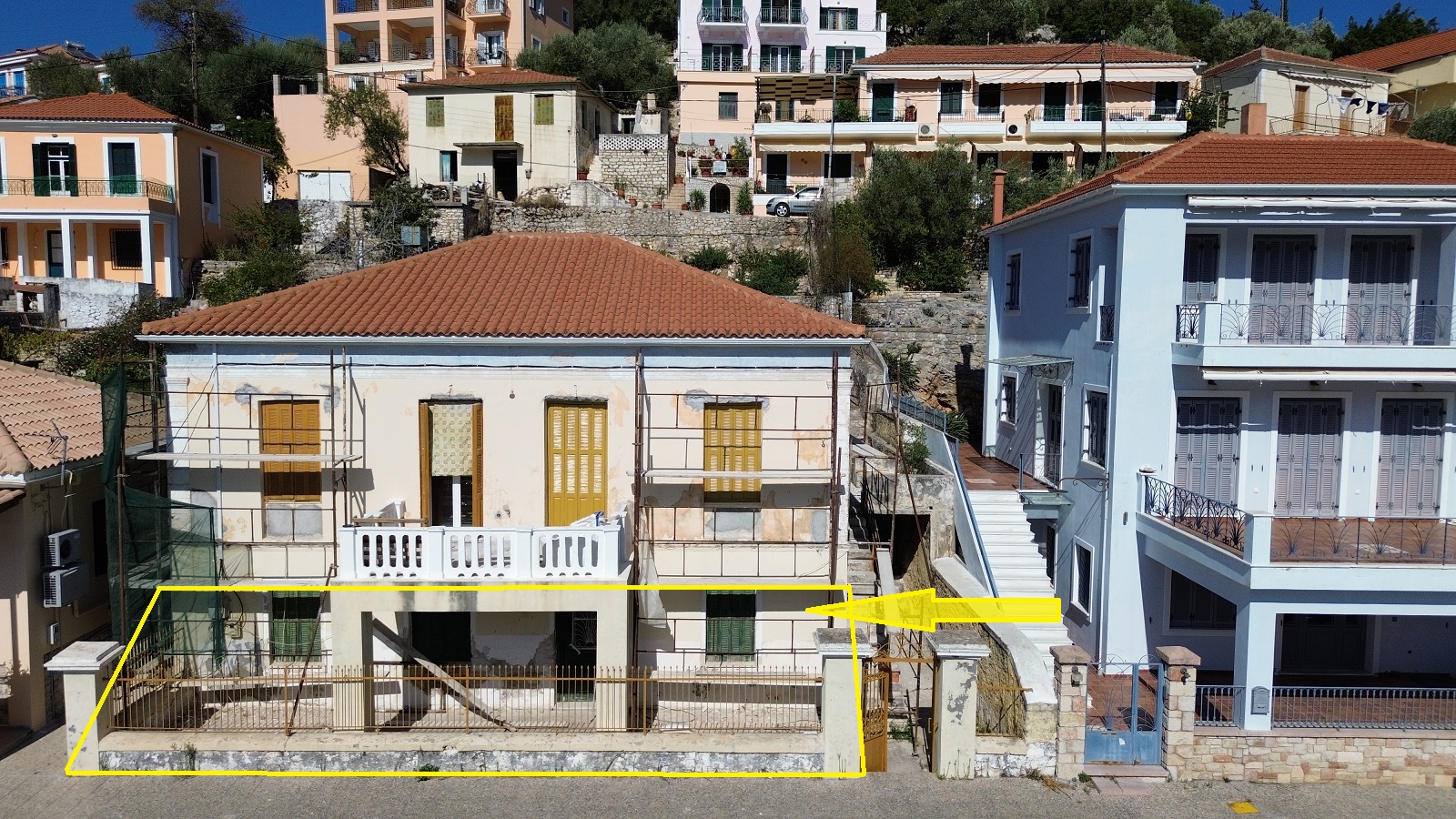 Outlined border of house for sale in Ithaca Greece, Vathi