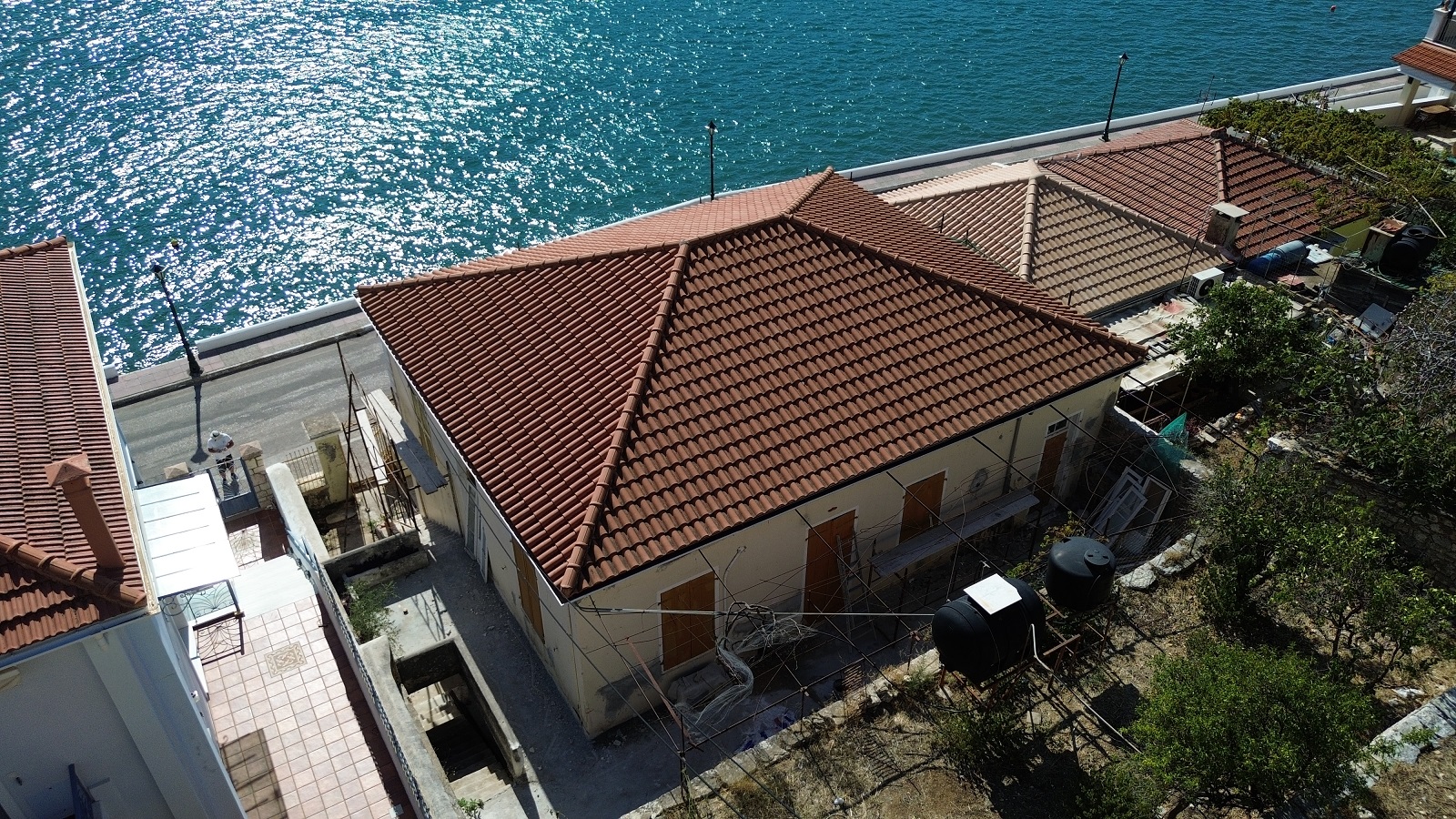 Aerial view of house for sale in Ithaca Greece, Vathi