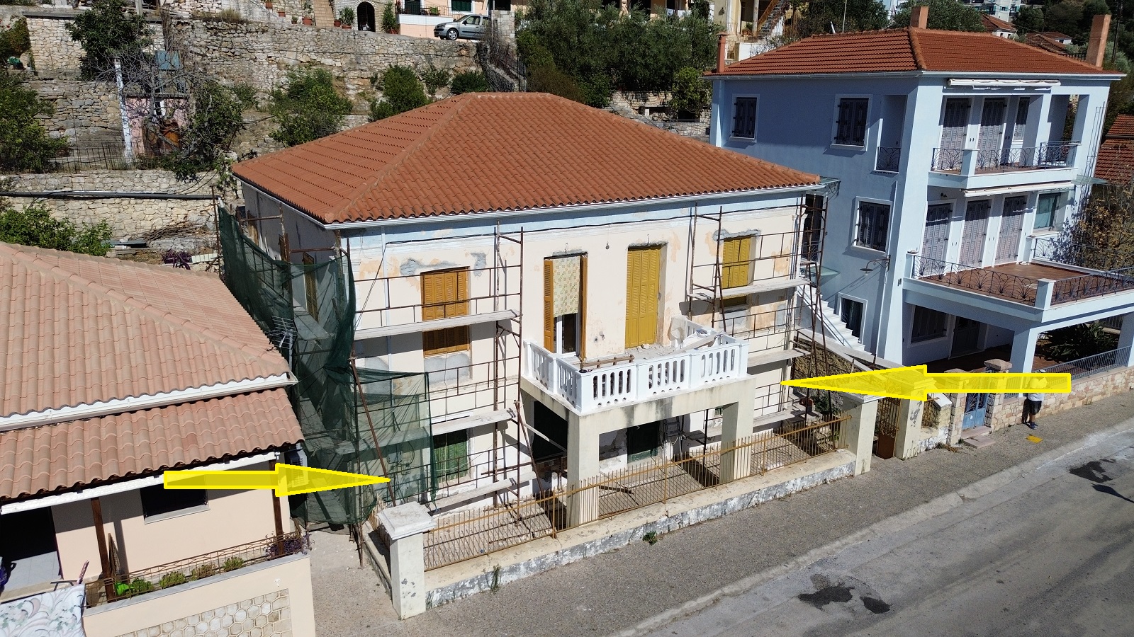 Aerial view of house for sale in Ithaca Greece, Vathi