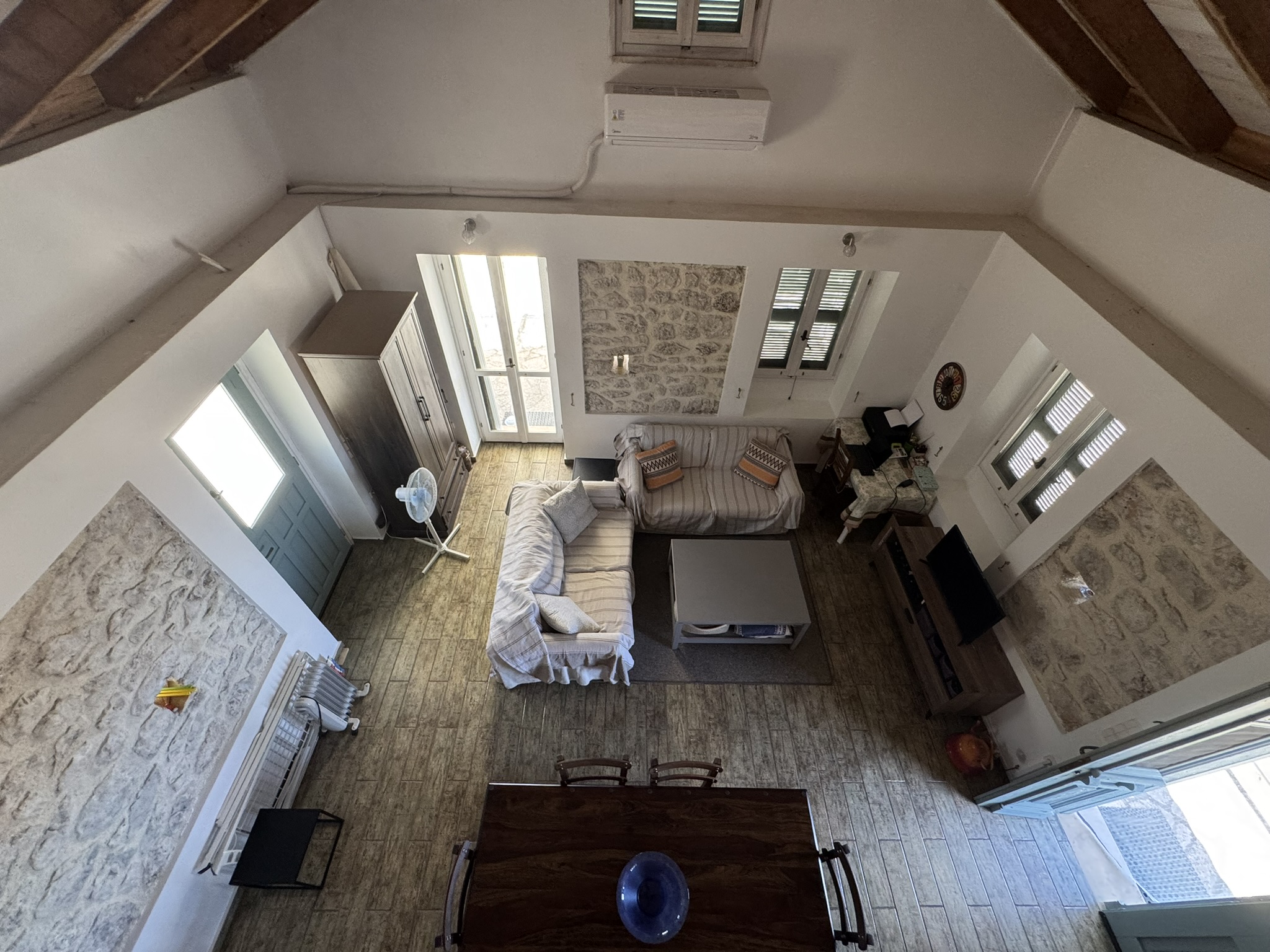 Dining and living area of house for sale in Ithaca Greece, Anoghi