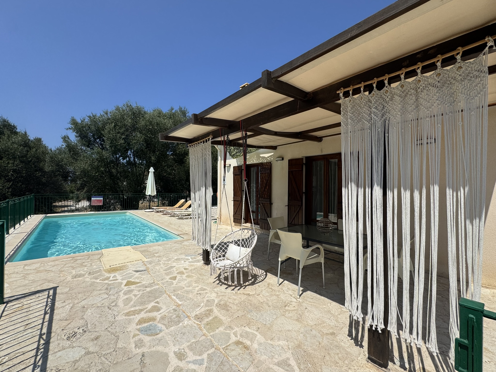 Pool area of house for sale in Ithaca Greece, Lefki