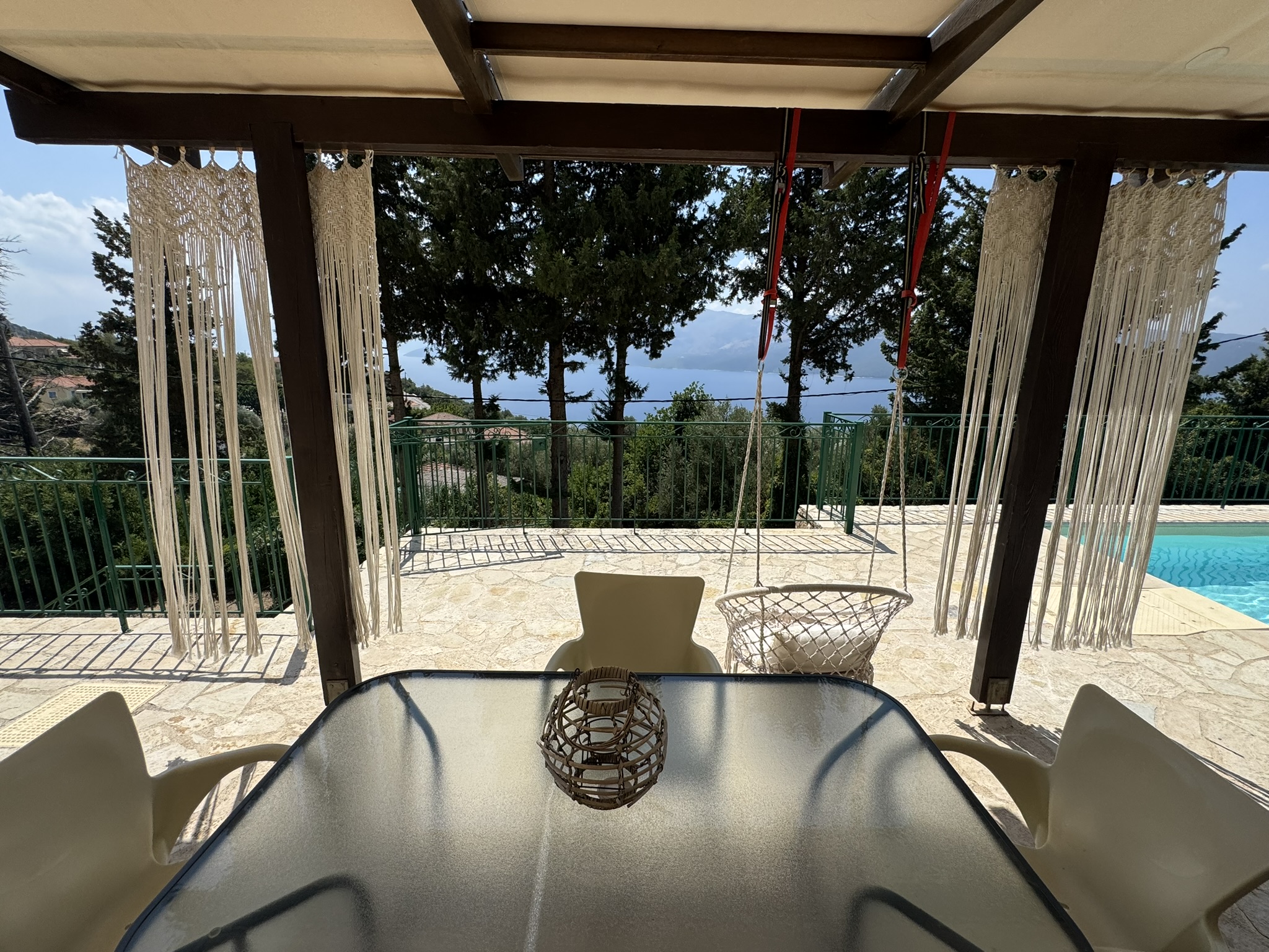 Pool area of house for sale in Ithaca Greece, Lefki