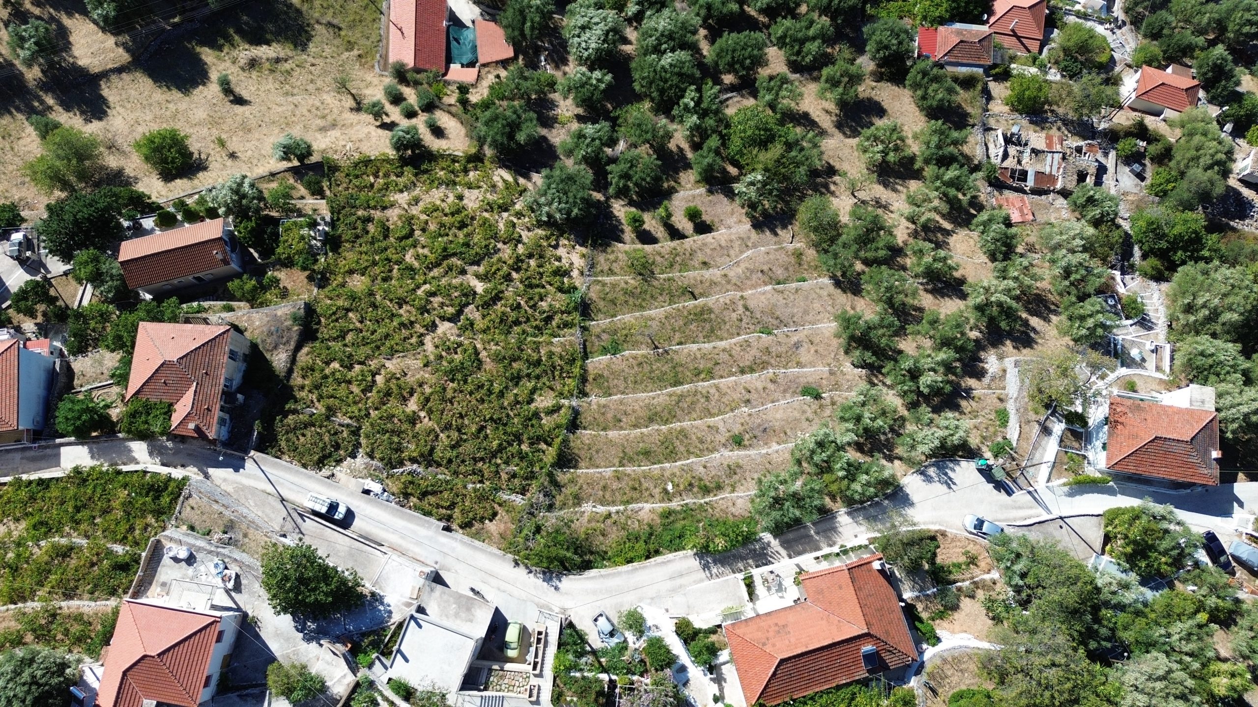 Aerial view of land for sale in Ithaca Greece, Perachori