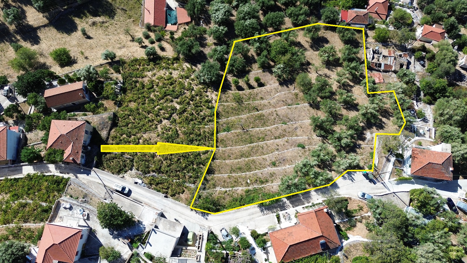 Outlined border of land for sale in Ithaca Greece, Perachori