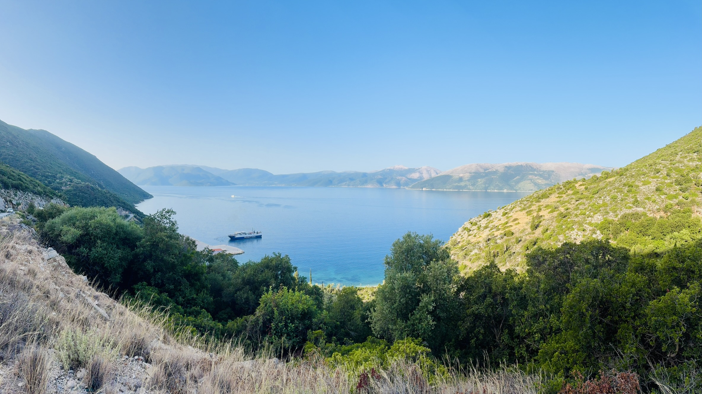 Panoramic view from land for sale in Ithaca Greece, Piso Aetos