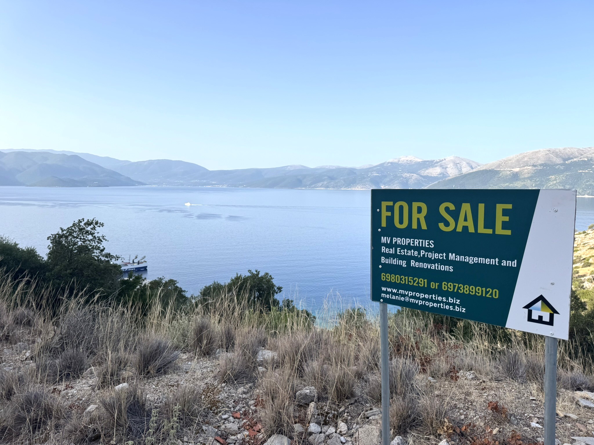 Sea views from land for sale in Ithaca Greece, Piso Aetos