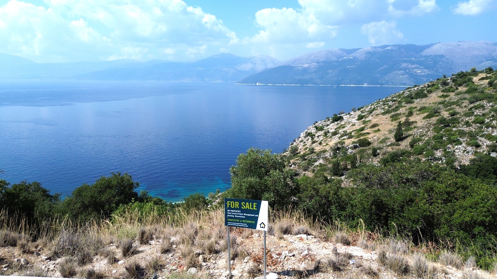 Aerial view of land for sale in Ithaca Greece, Piso Aetos