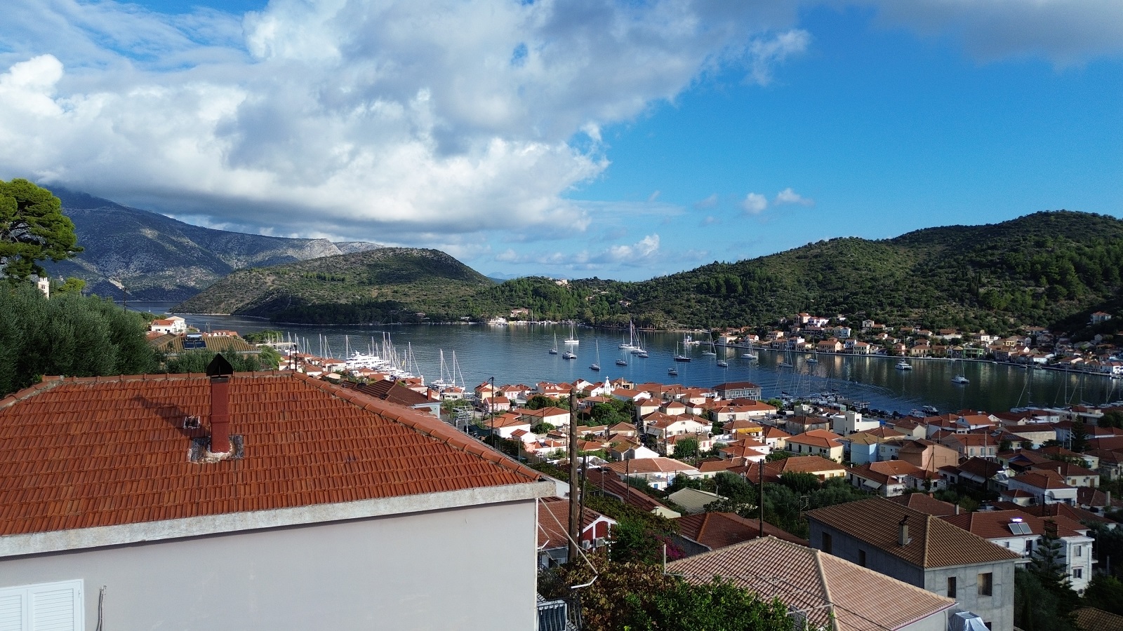 Aerial view of house for sale in Ithaca Greece, Vathi