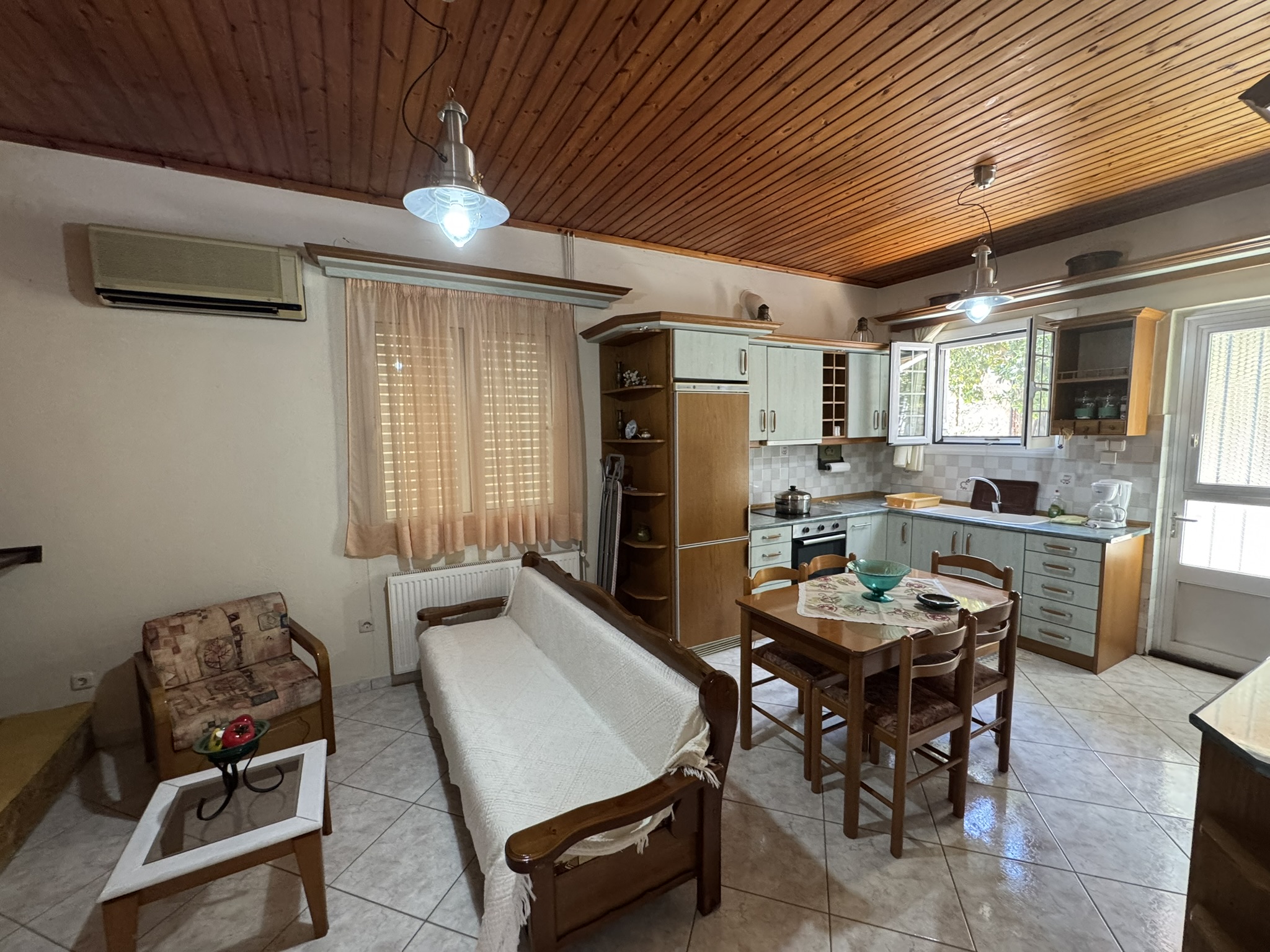 Living area and kitchen of house for sale in Ithaca Greece, Vathi