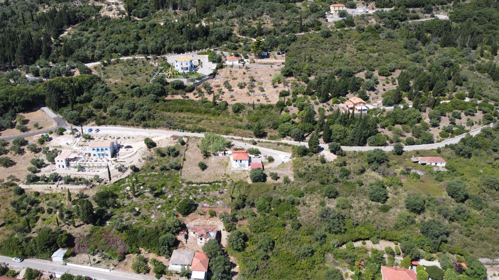 Aerial view of house for sale in Ithaca Greece, Platrithyas