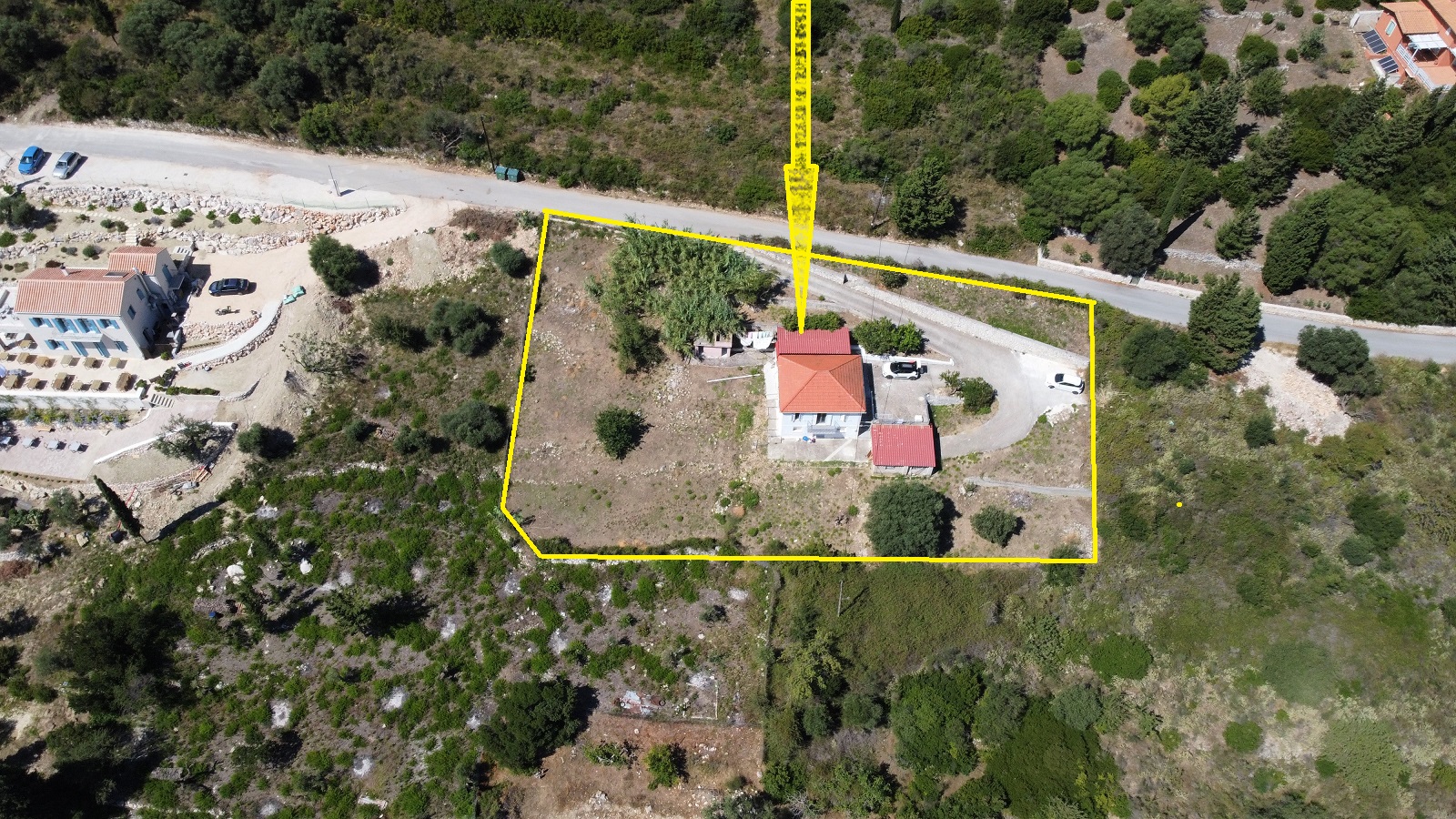Outlined border of house for sale in Ithaca Greece, Platrithyas
