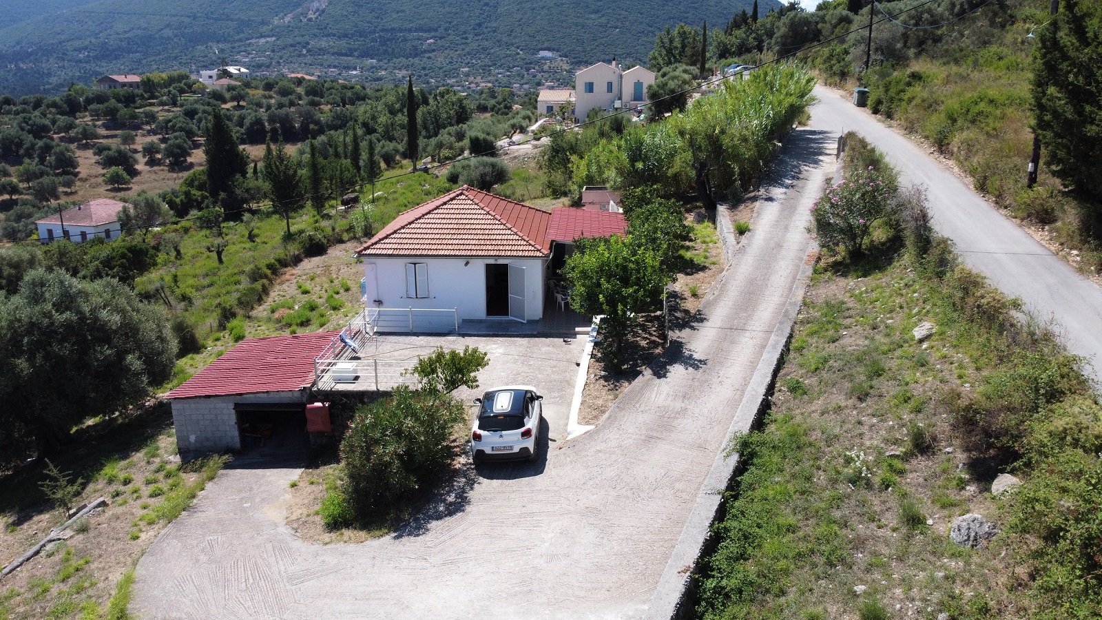 Aerial view of house for sale in Ithaca Greece, Platrithyas