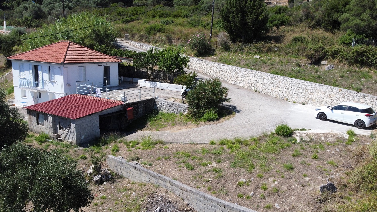 Aerial view of house for sale in Ithaca Greece, Platrithyas