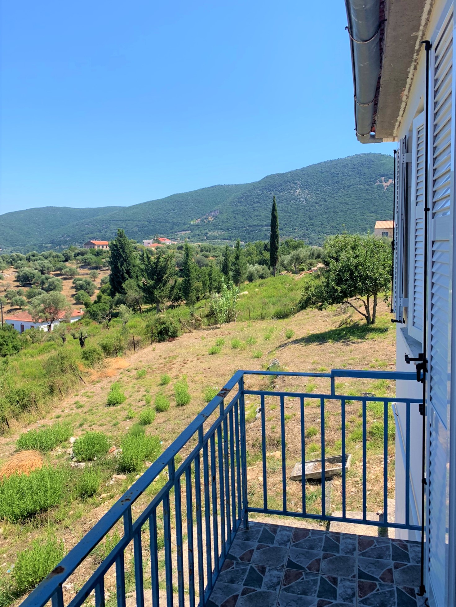 Balcony with mountain views of house for sale in Ithaca Greece, Platrithyas