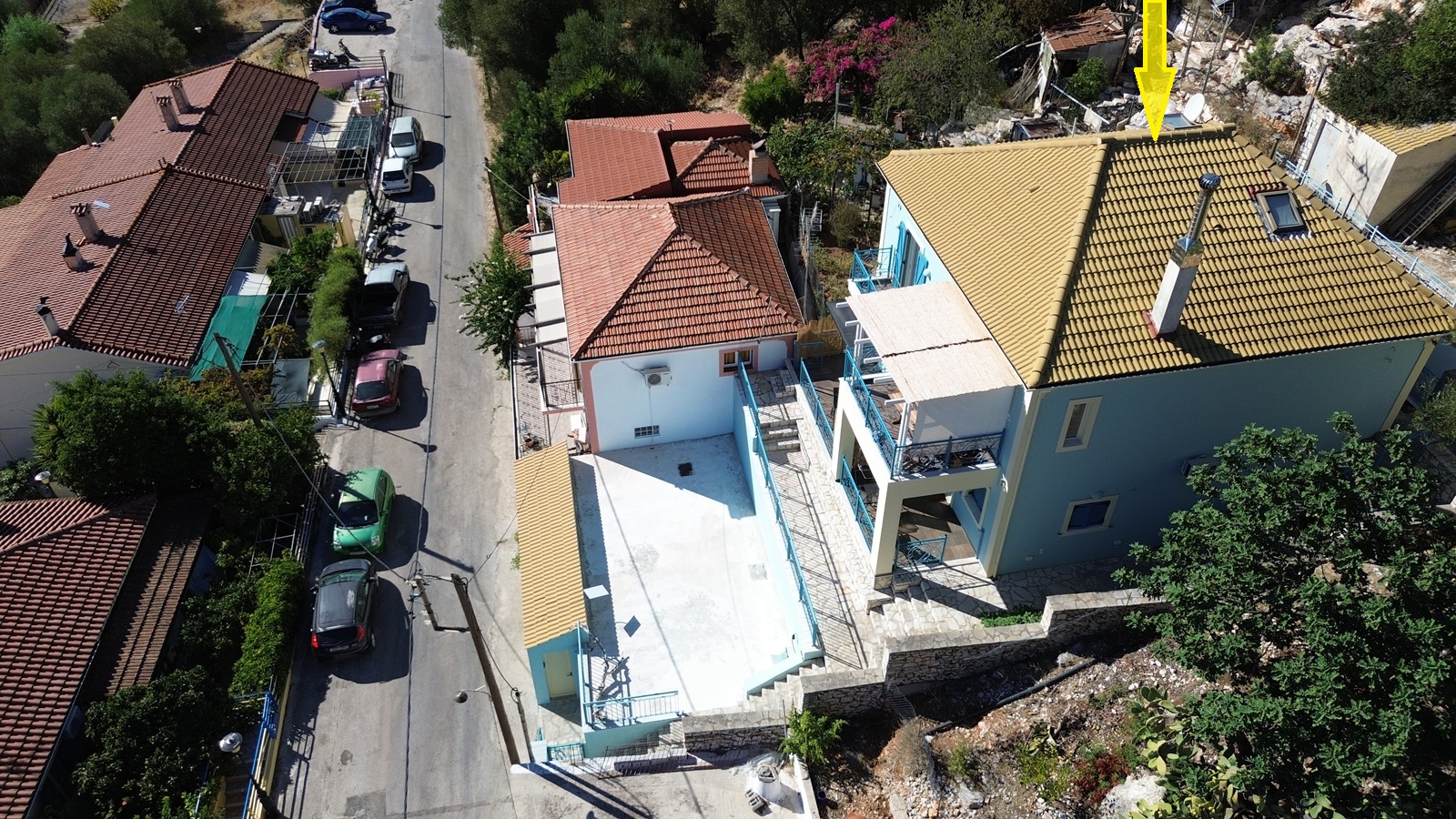 Aerial view of house for sale in Ithaca Greece, Vathi