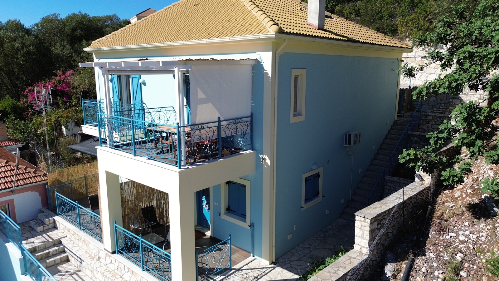 Aerial view of house for sale in Ithaca Greece, Vathi