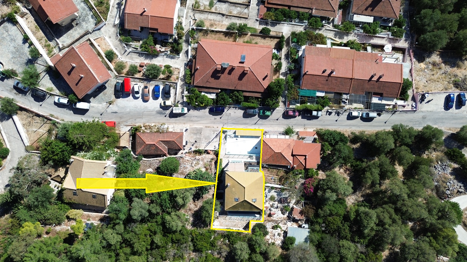 Outlined border of house for sale in Ithaca Greece, Vathi