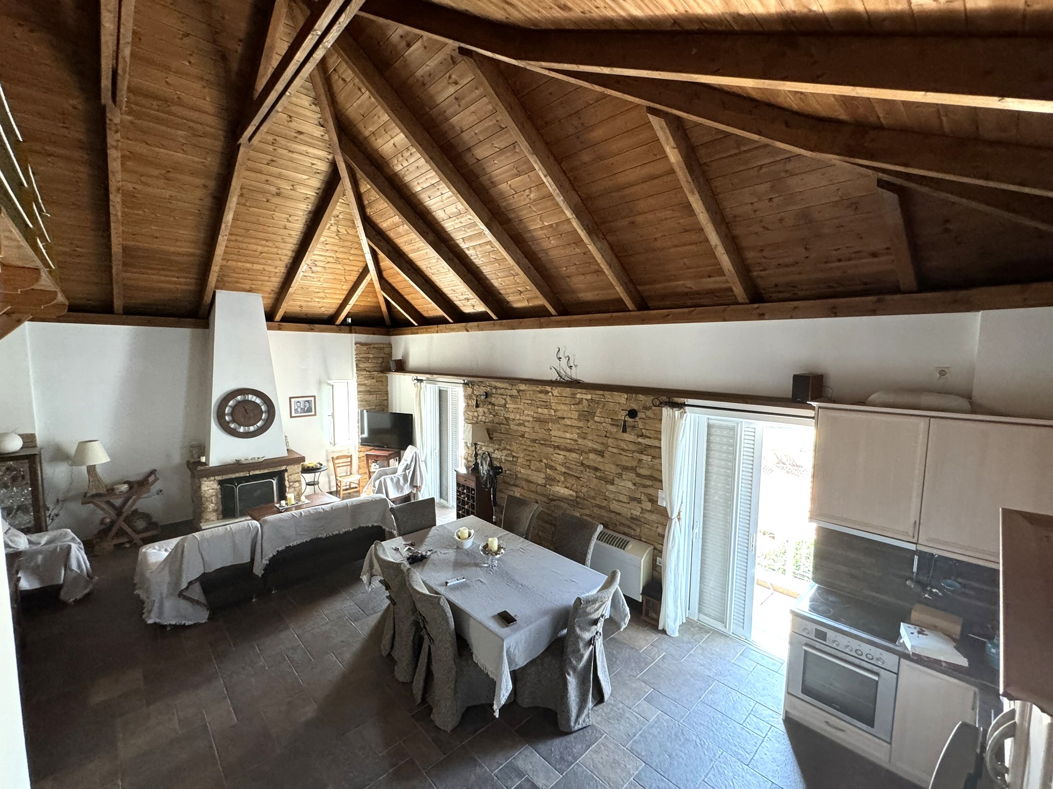 Living and dining area of house for sale in Ithaca Greece, Vathi
