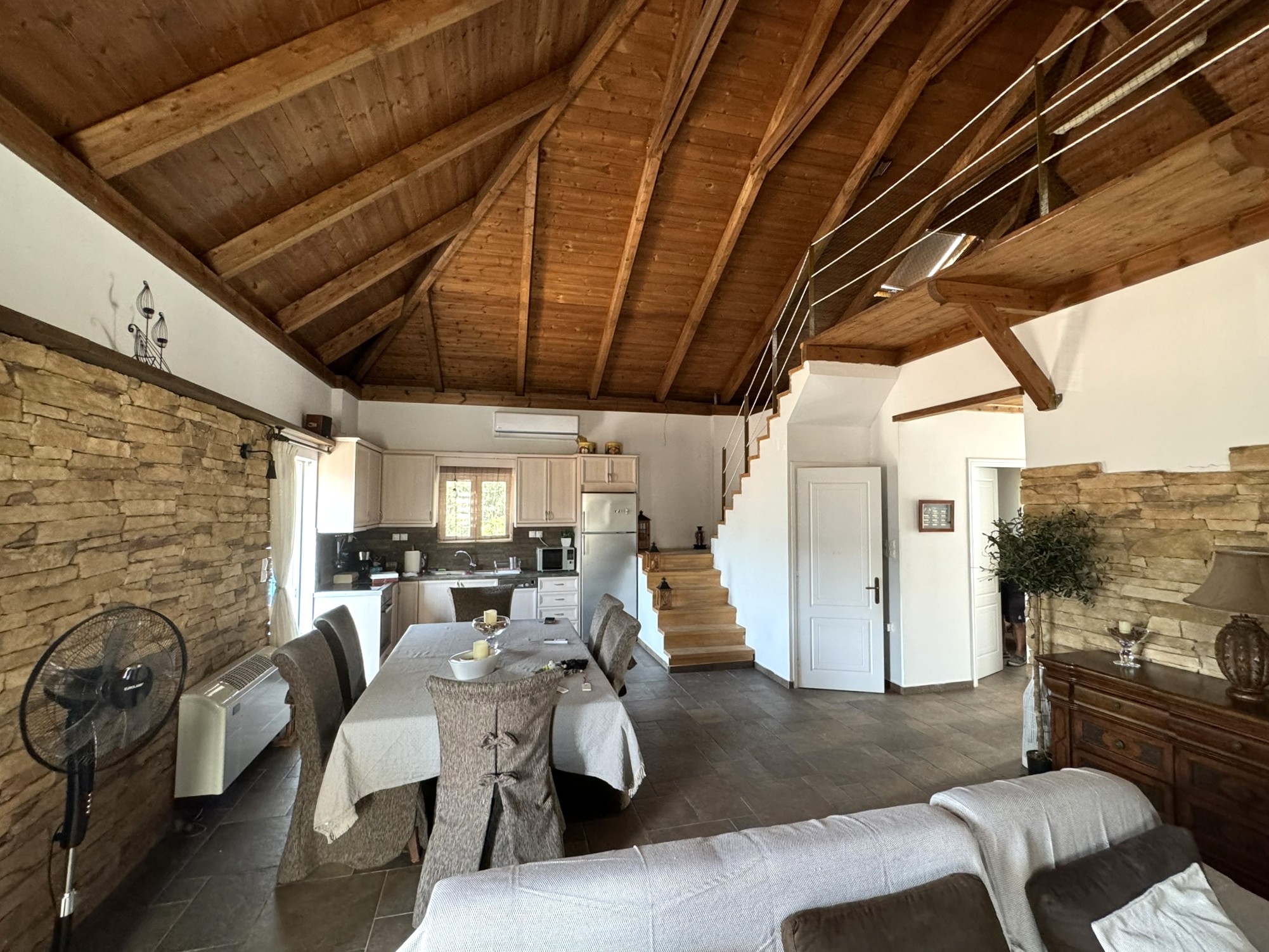 Living and dining area of house for sale in Ithaca Greece, Vathi