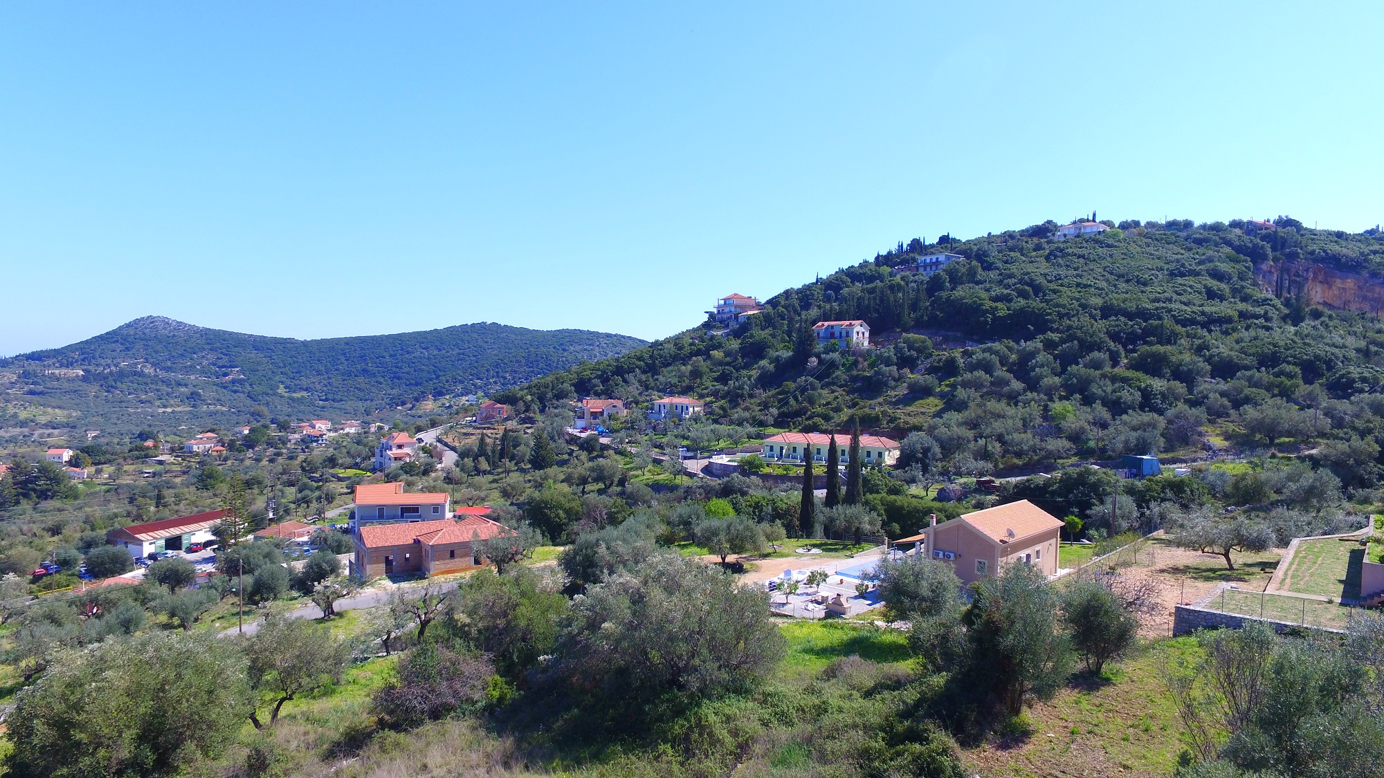 Aerial view of land for sale in Ithaca Greece, Vathi