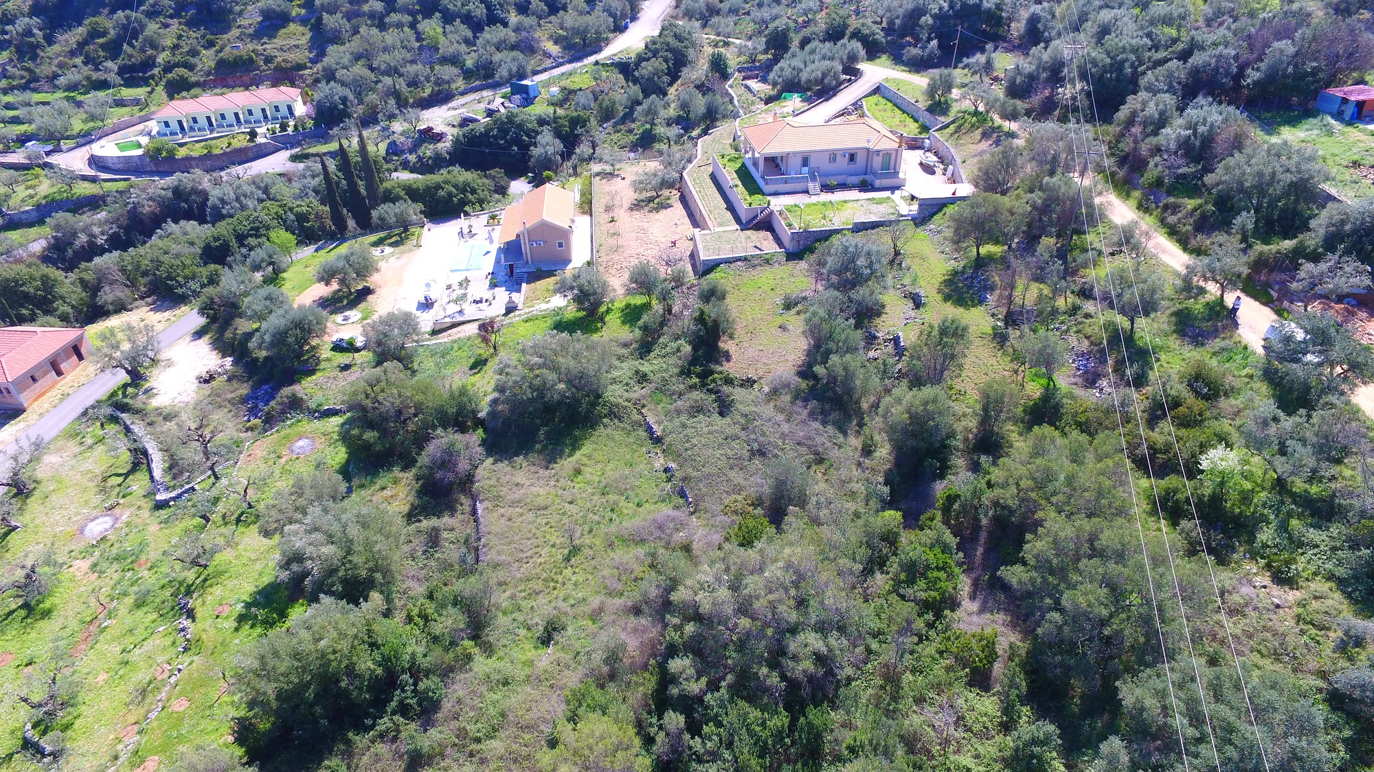 Aerial view of land for sale in Ithaca Greece, Vathi