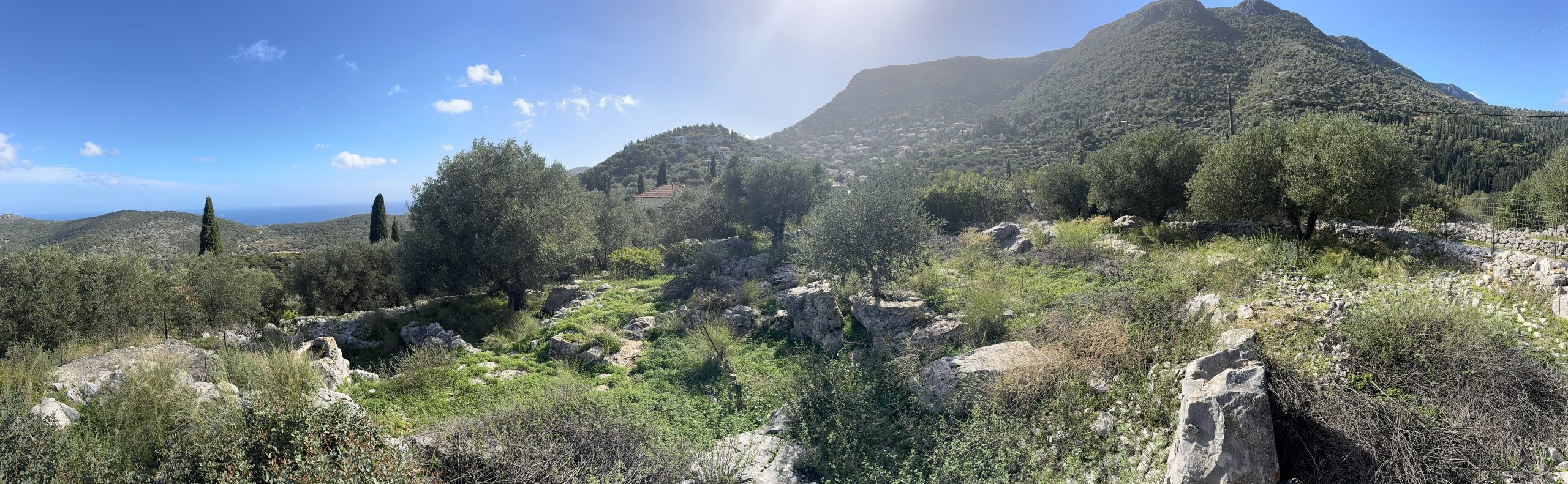 Panoramic views from land for sale in Ithaca Greece, Perachori