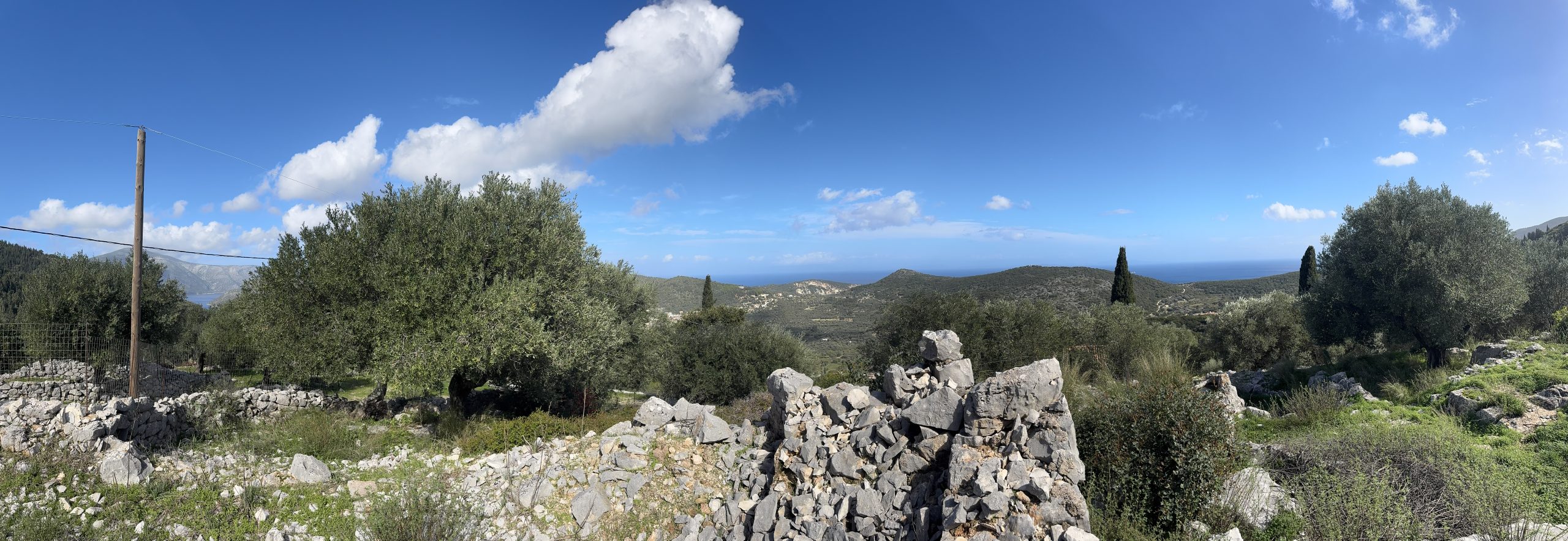 Panoramic views from land for sale in Ithaca Greece, Perachori