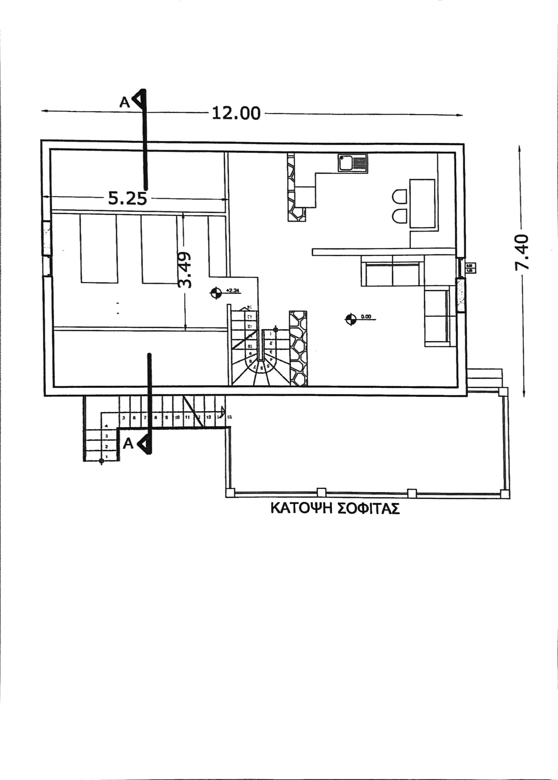 Aerial view of house with pool for sale in Ithaca Greece, Perachori