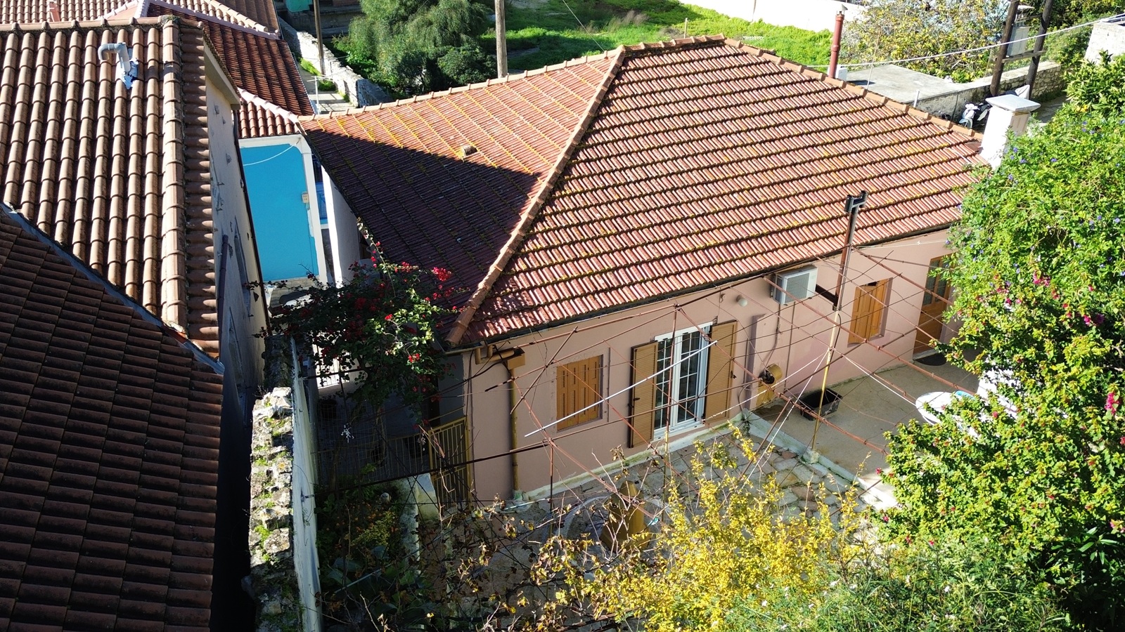 Aerial view of house for sale in Ithaca Greece, Vathi