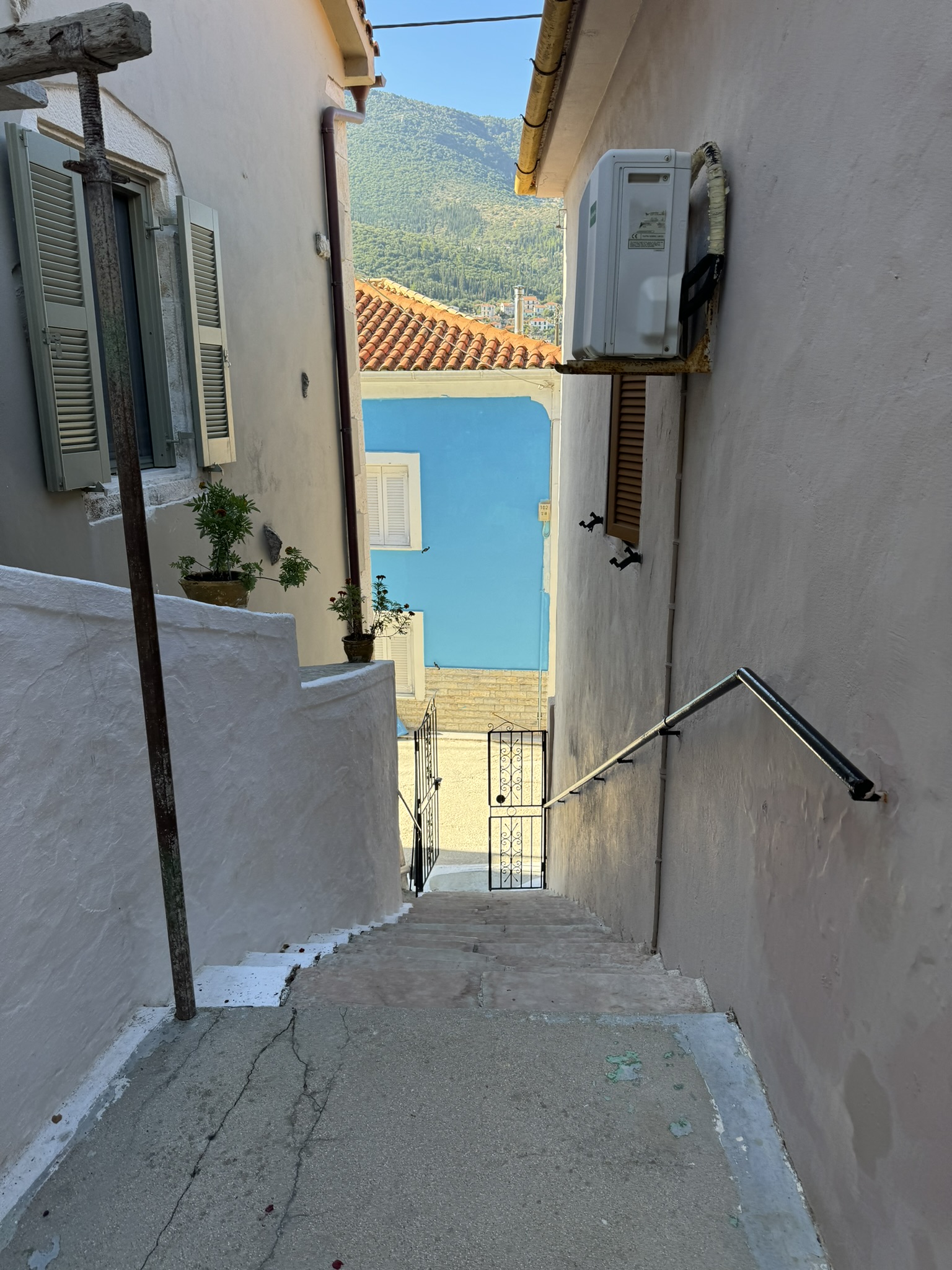 Access stairs of house for sale in Ithaca Greece, Vathi