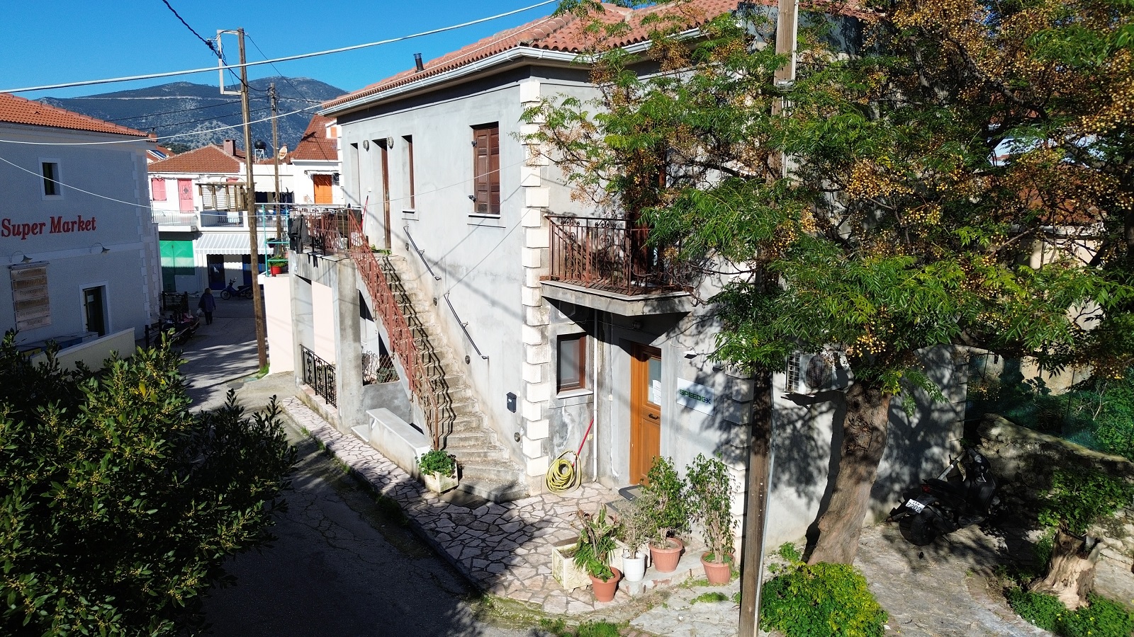 Aerial view of house for sale in Ithaca Greece, Vathi