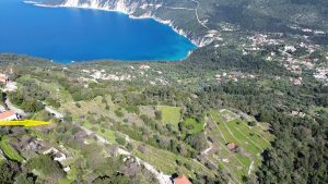 Aerial view and location of land for sale in Ithaca Greece, Exoghi