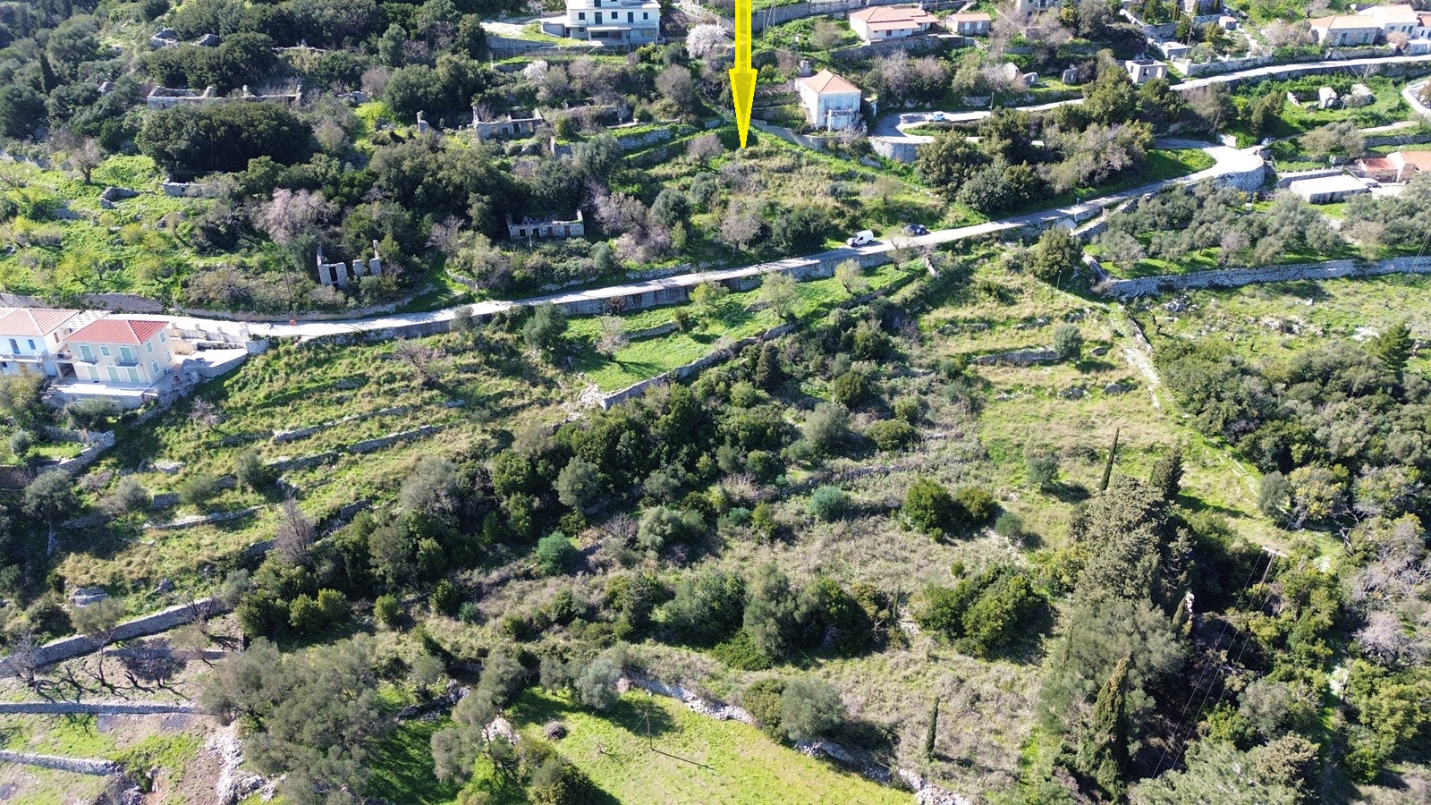 Aerial view and location of land for sale in Ithaca Greece, Exoghi