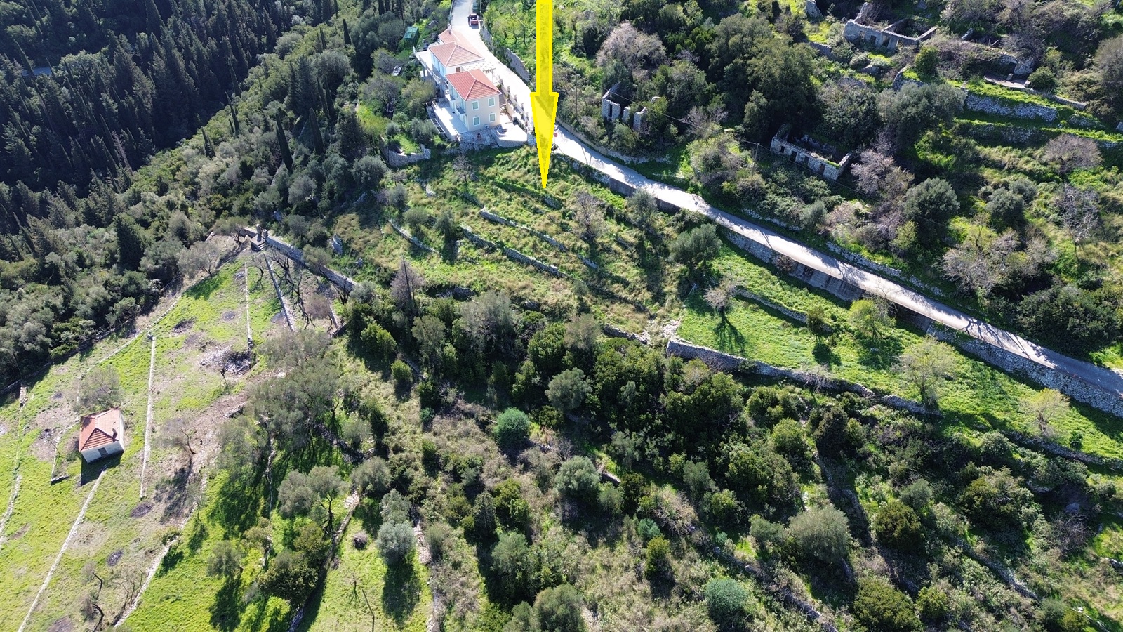 Aerial view and location of land for sale in Ithaca Greece, Exoghi