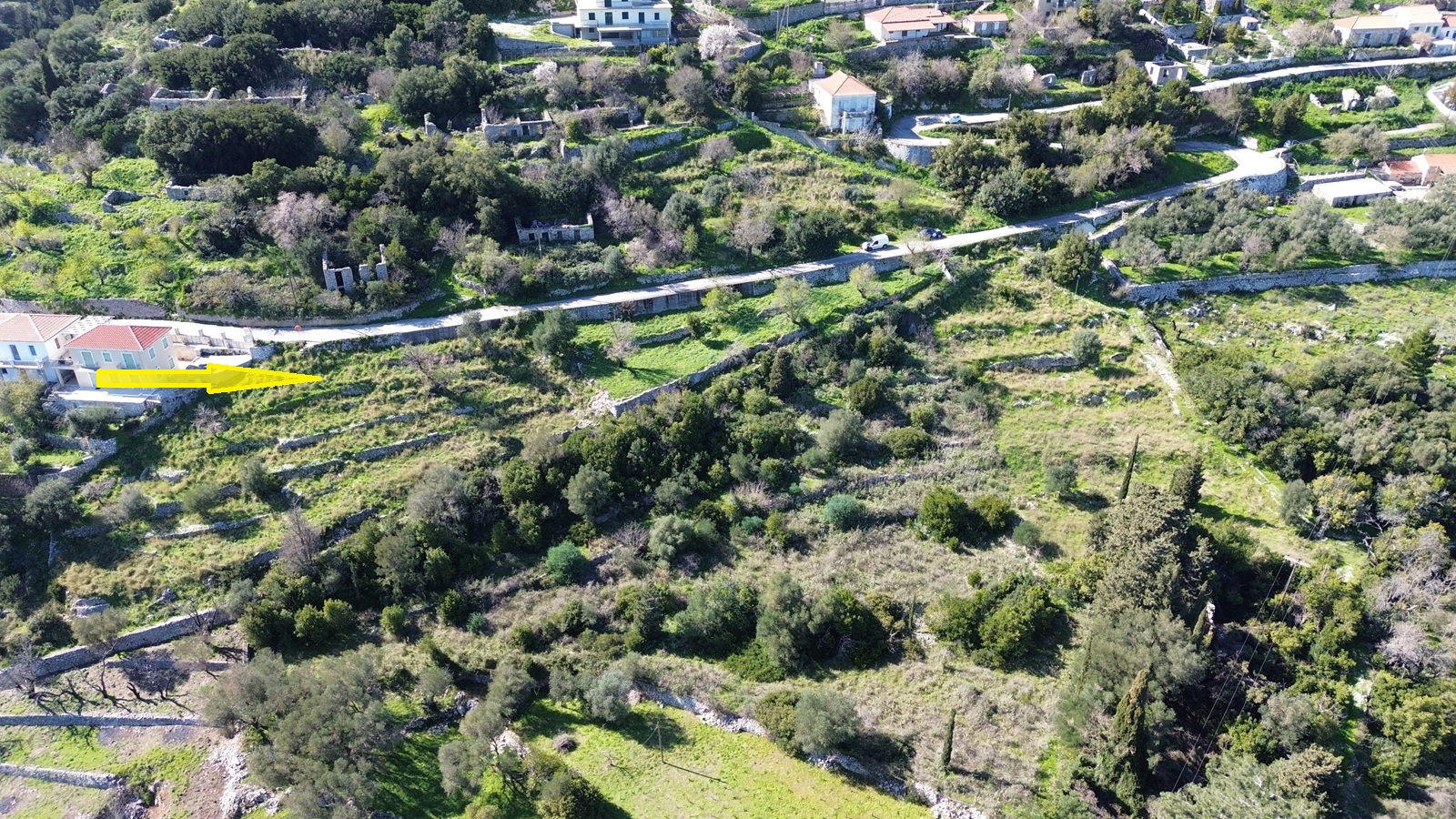 Aerial view and location of land for sale in Ithaca Greece, Exoghi
