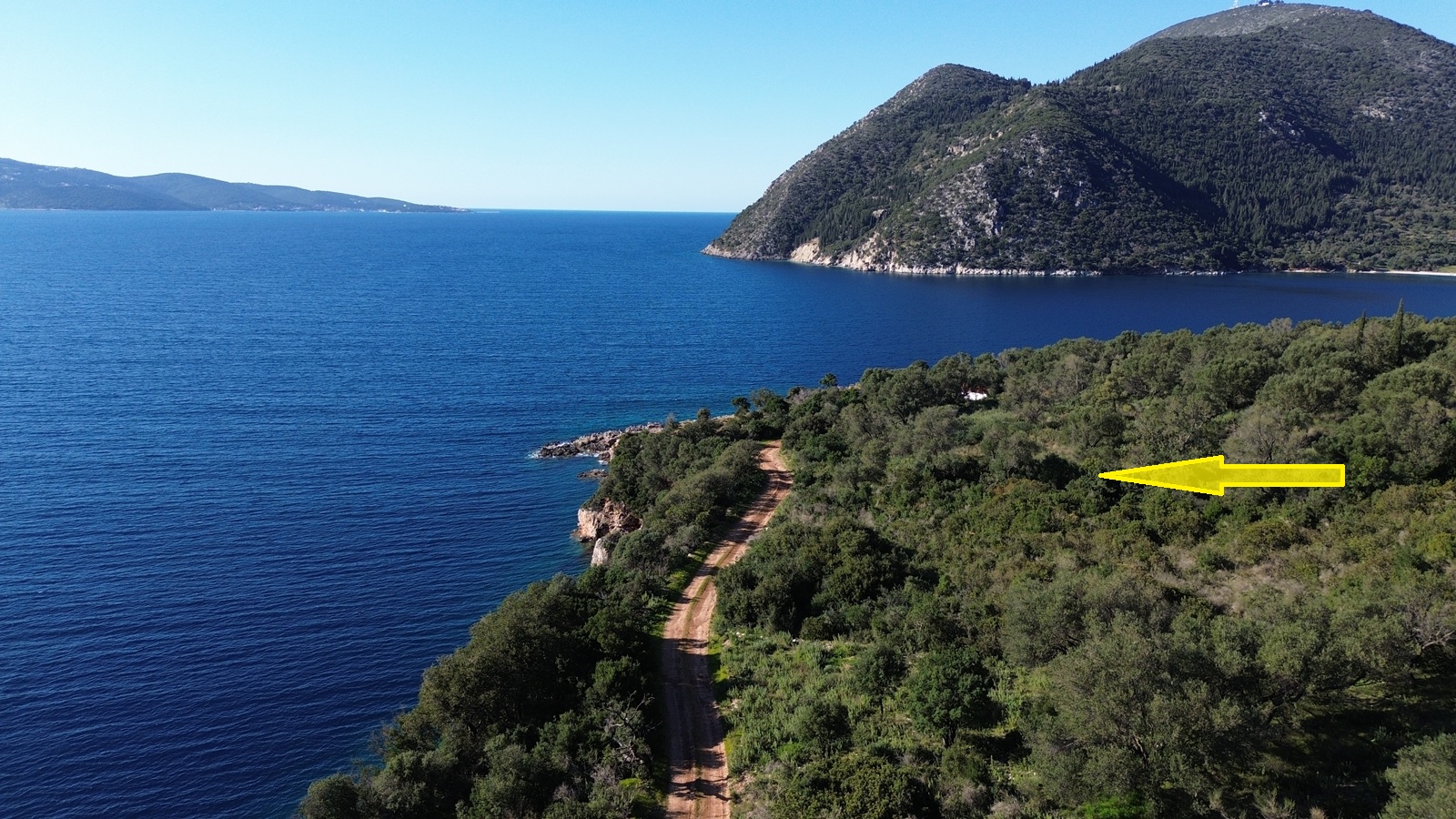 Aerial view and location of land for sale in Ithaca Greece, Stavros