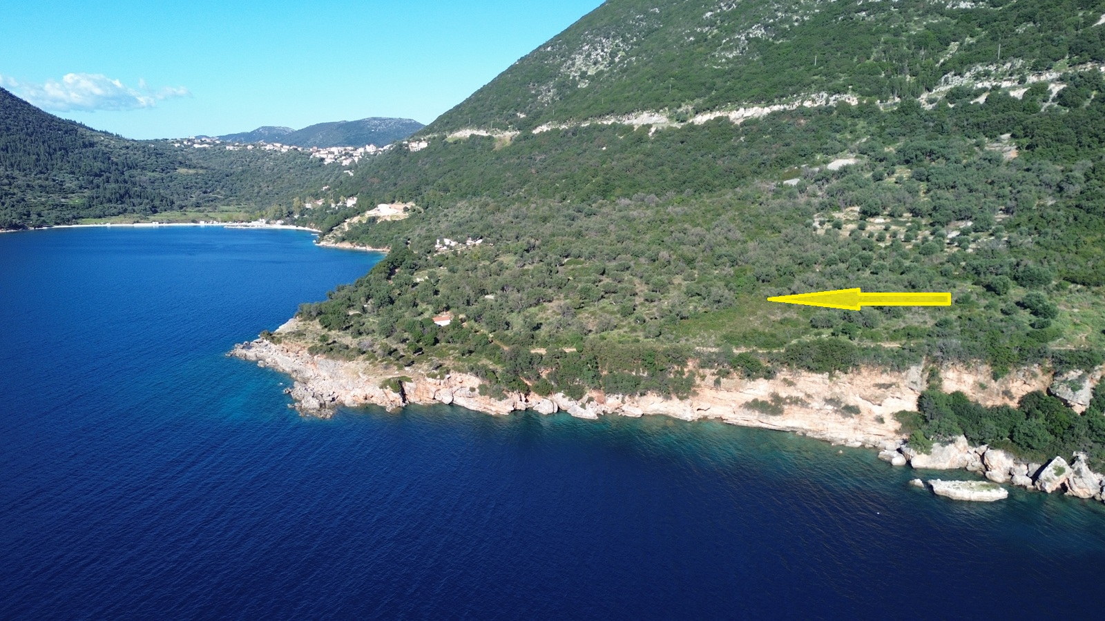 Aerial view and location of land for sale in Ithaca Greece, Stavros