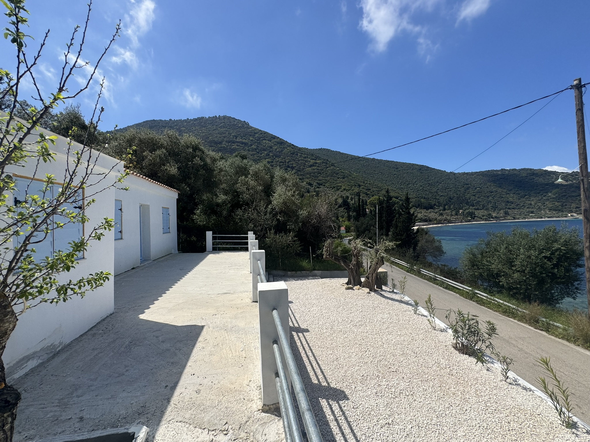 External area and sea views of house for sale in Ithaca Greece, Aetos