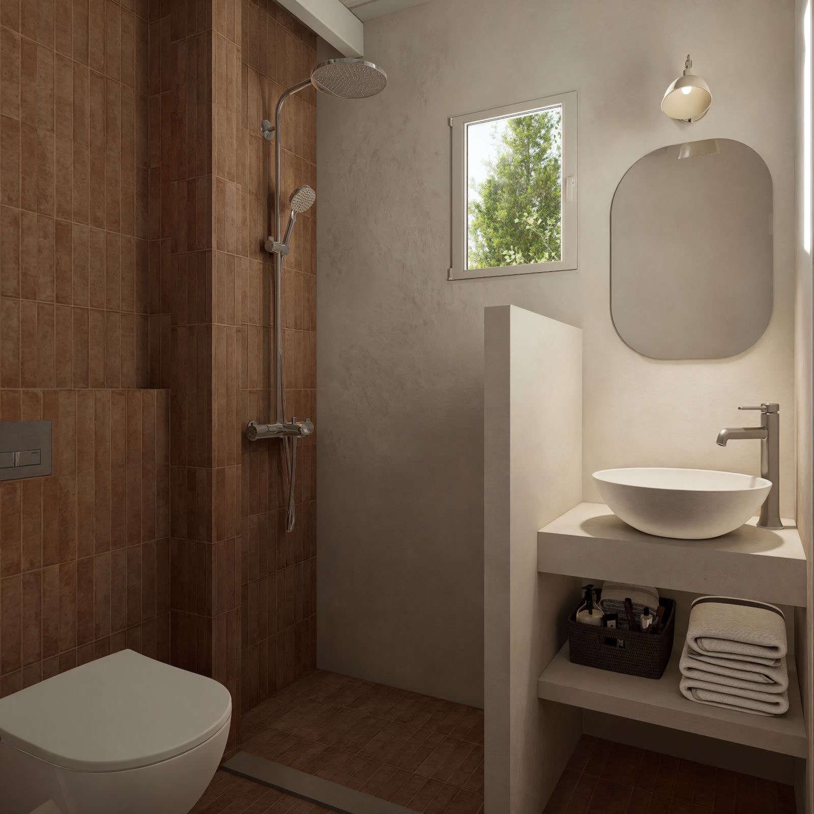 Bathroom of studio for rent in Ithaca, Greece, Frikes