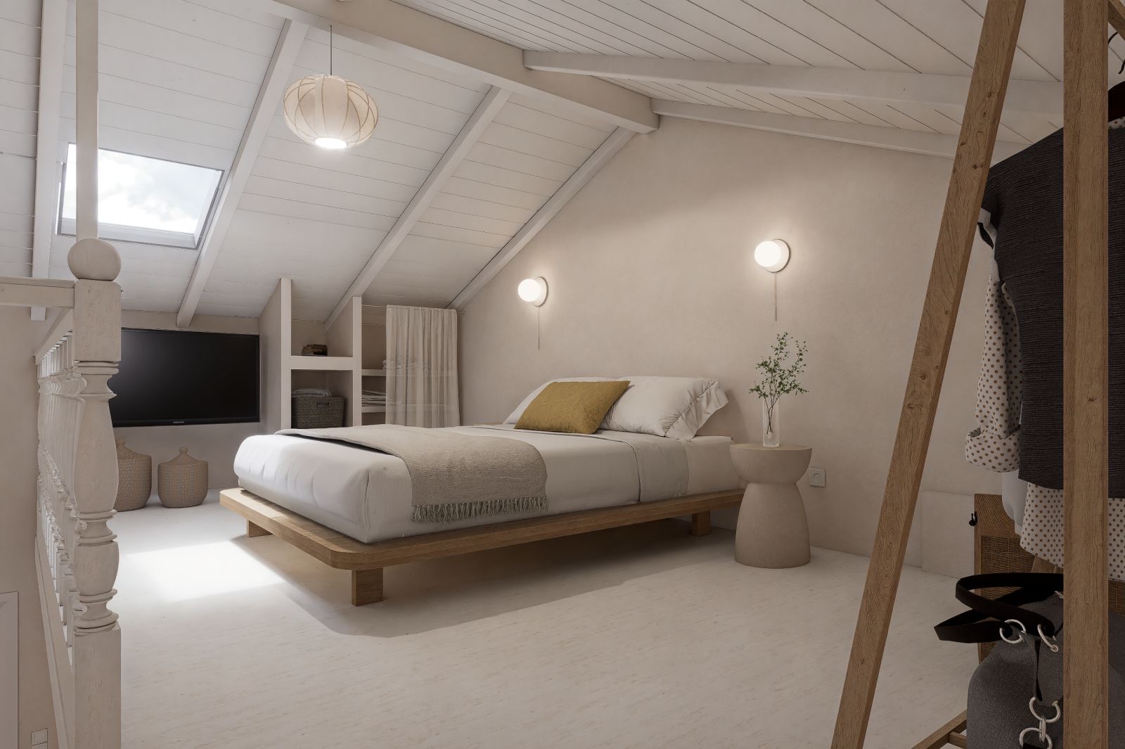 Double bedroom of studio for rent in Ithaca, Greece, Frikes