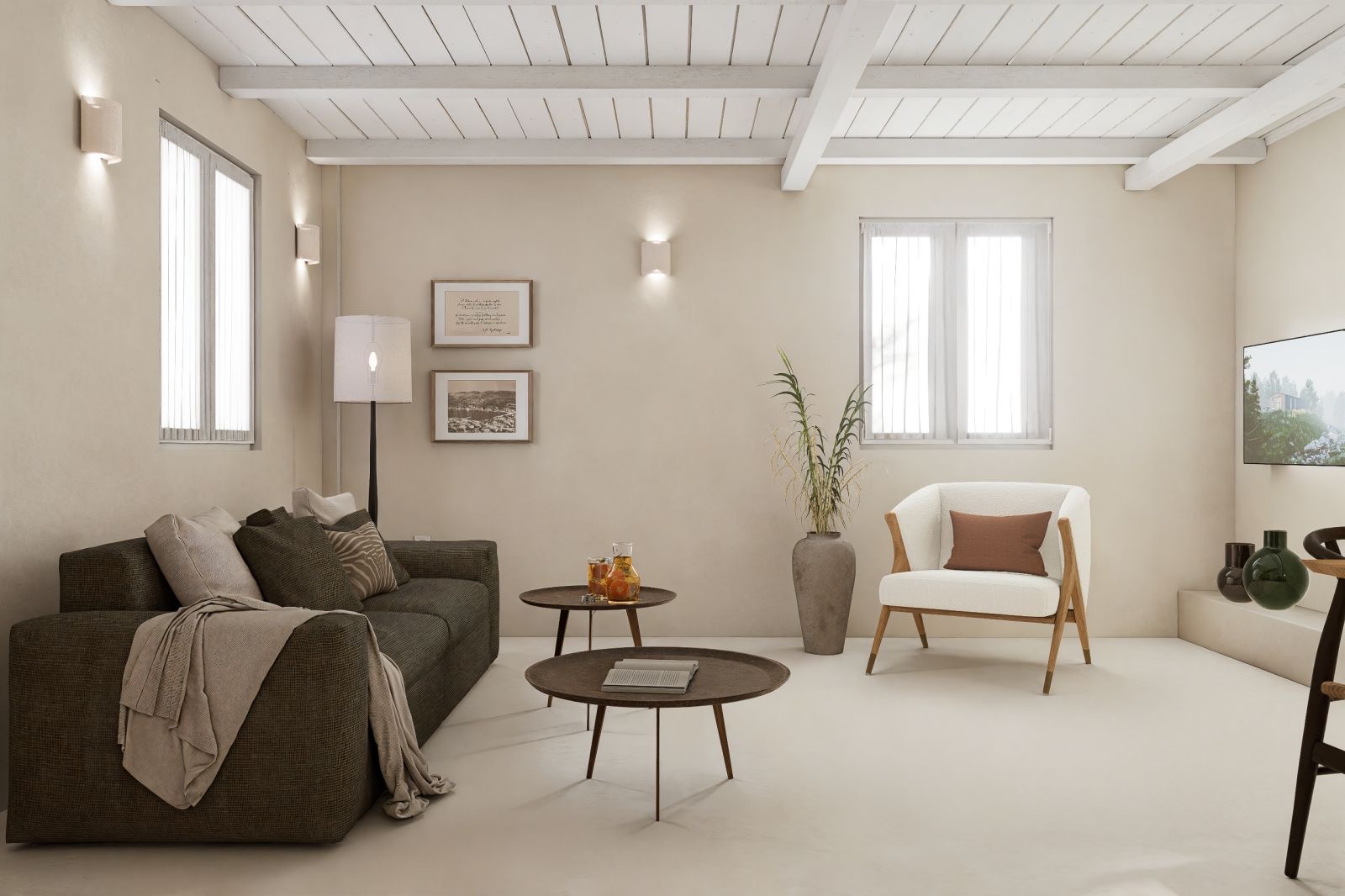 Living area of studio for rent in Ithaca, Greece, Frikes
