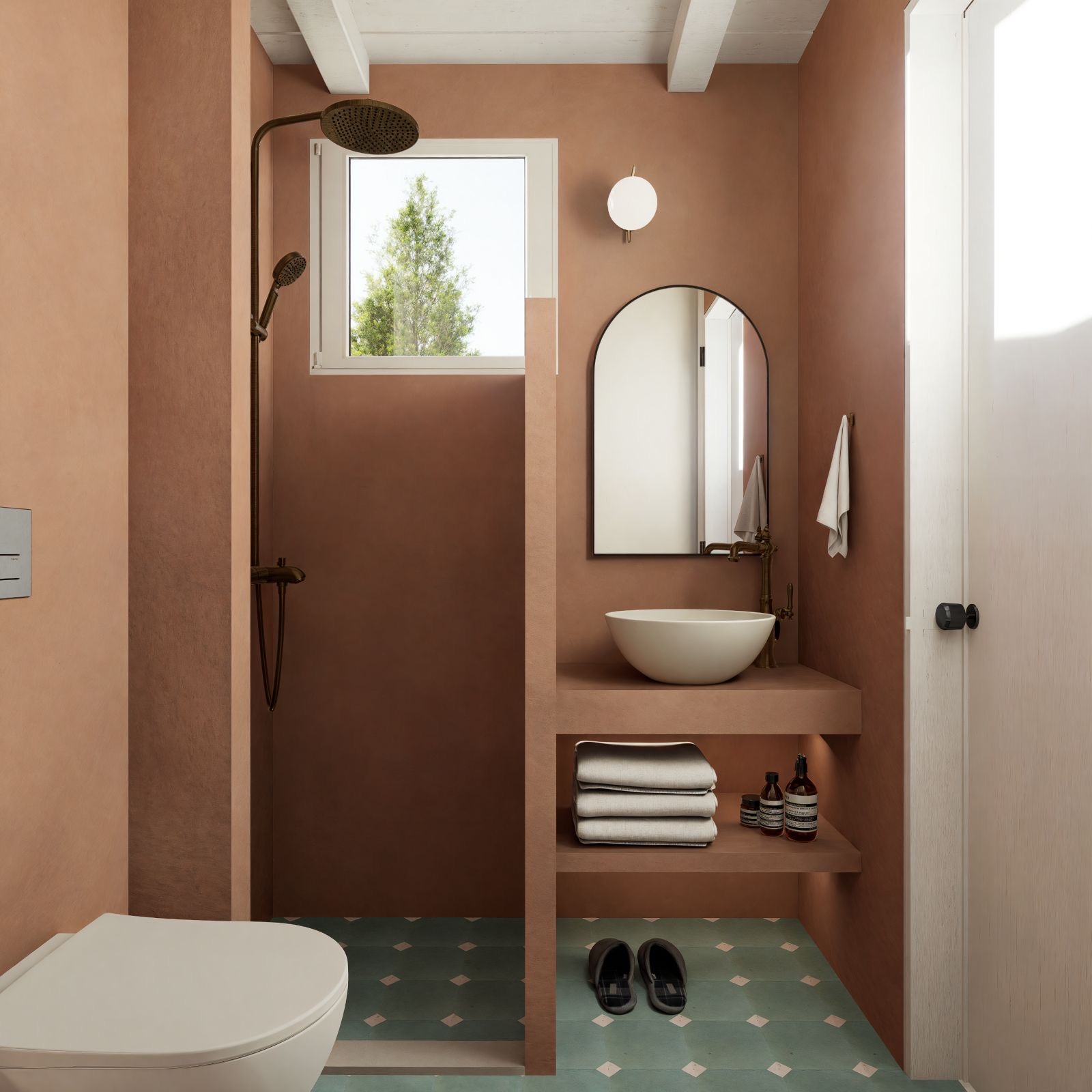 Bathroom of studio for rent in Ithaca, Greece, Frikes