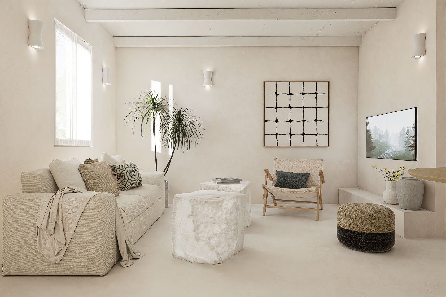 Living area of studio for rent in Ithaca, Greece, Frikes