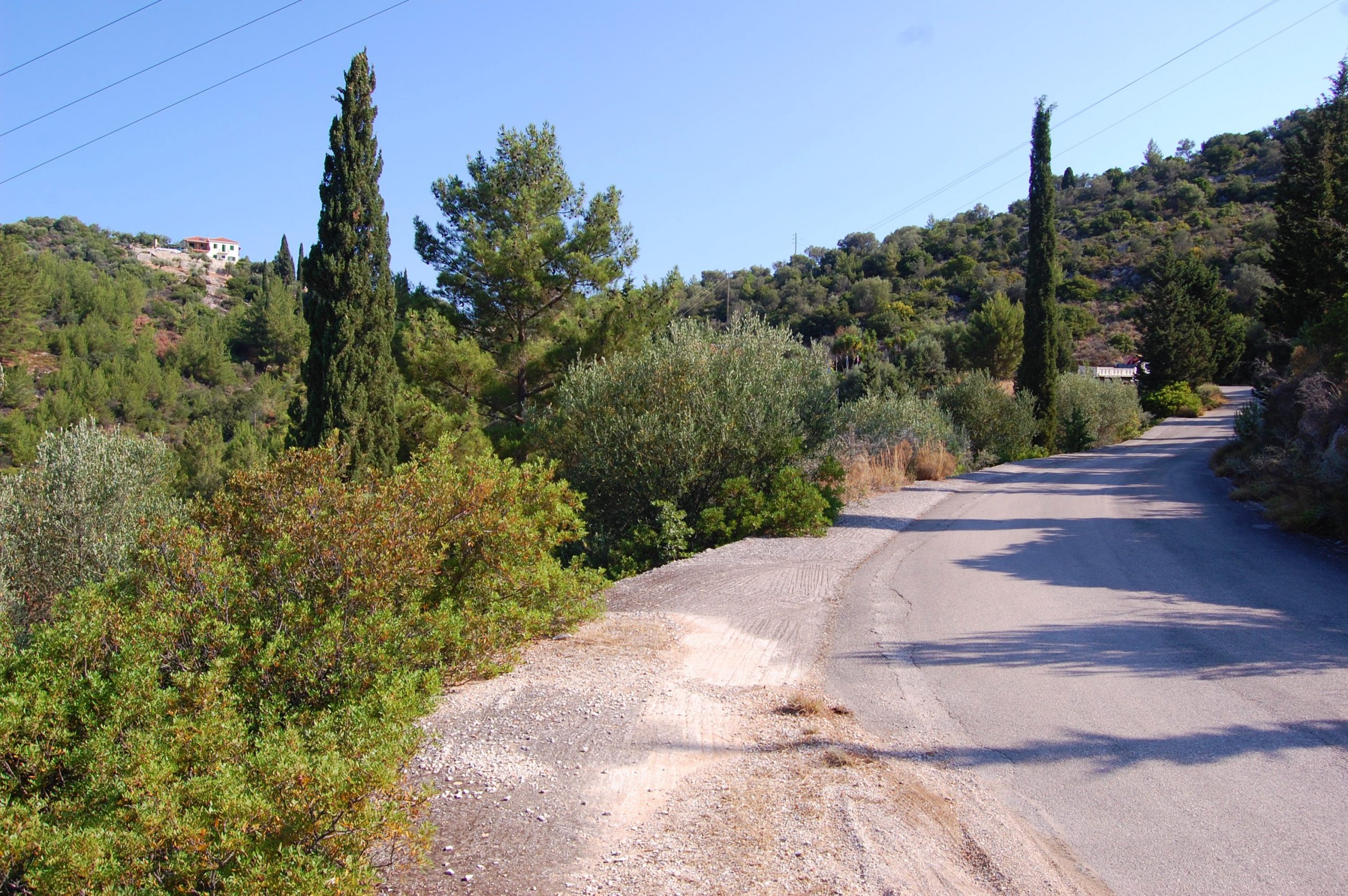 Road to land for sale in Ithaca Greece, Vathi
