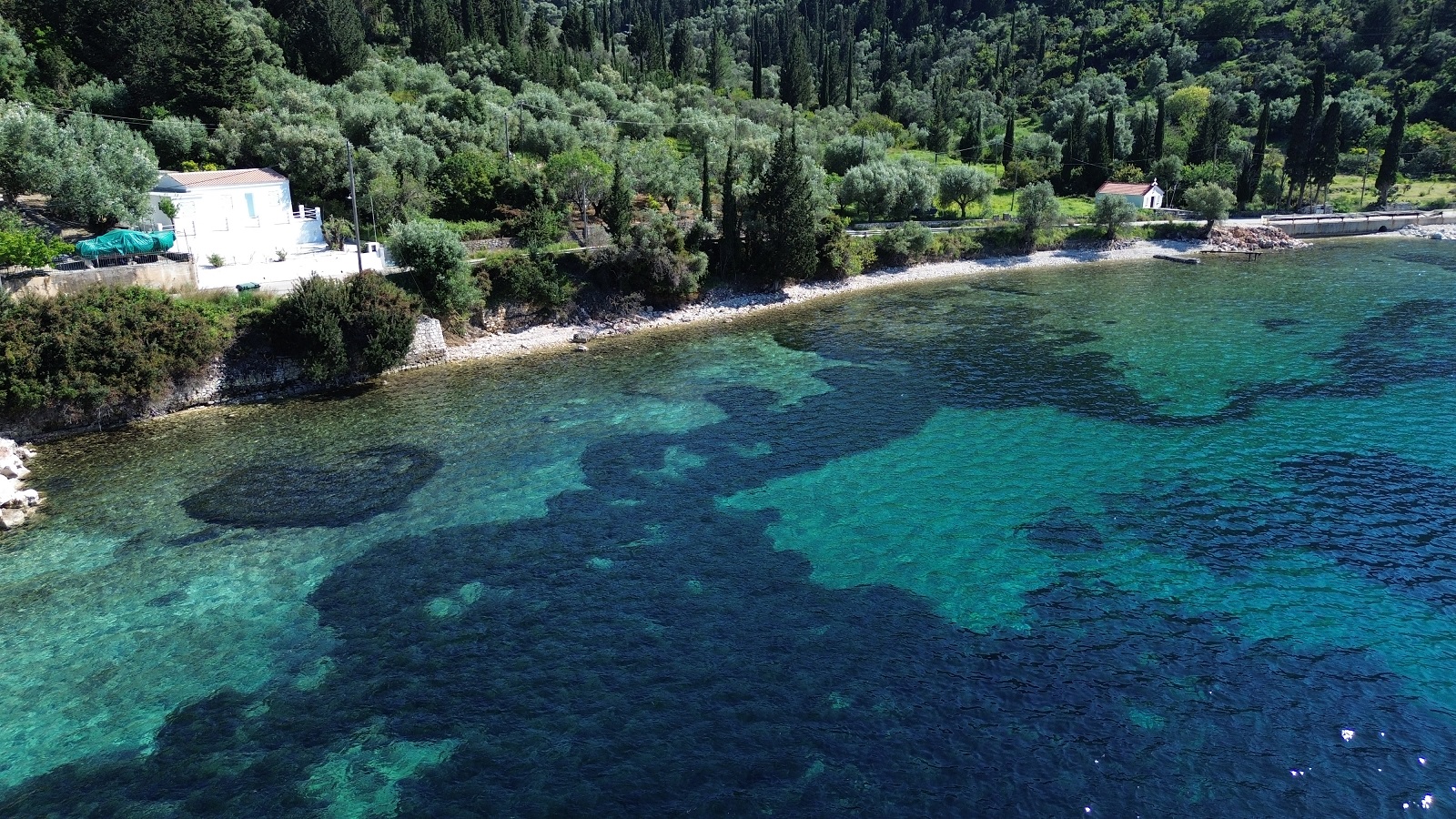 Aerial view of house for sale in Ithaca Greece, Aetos