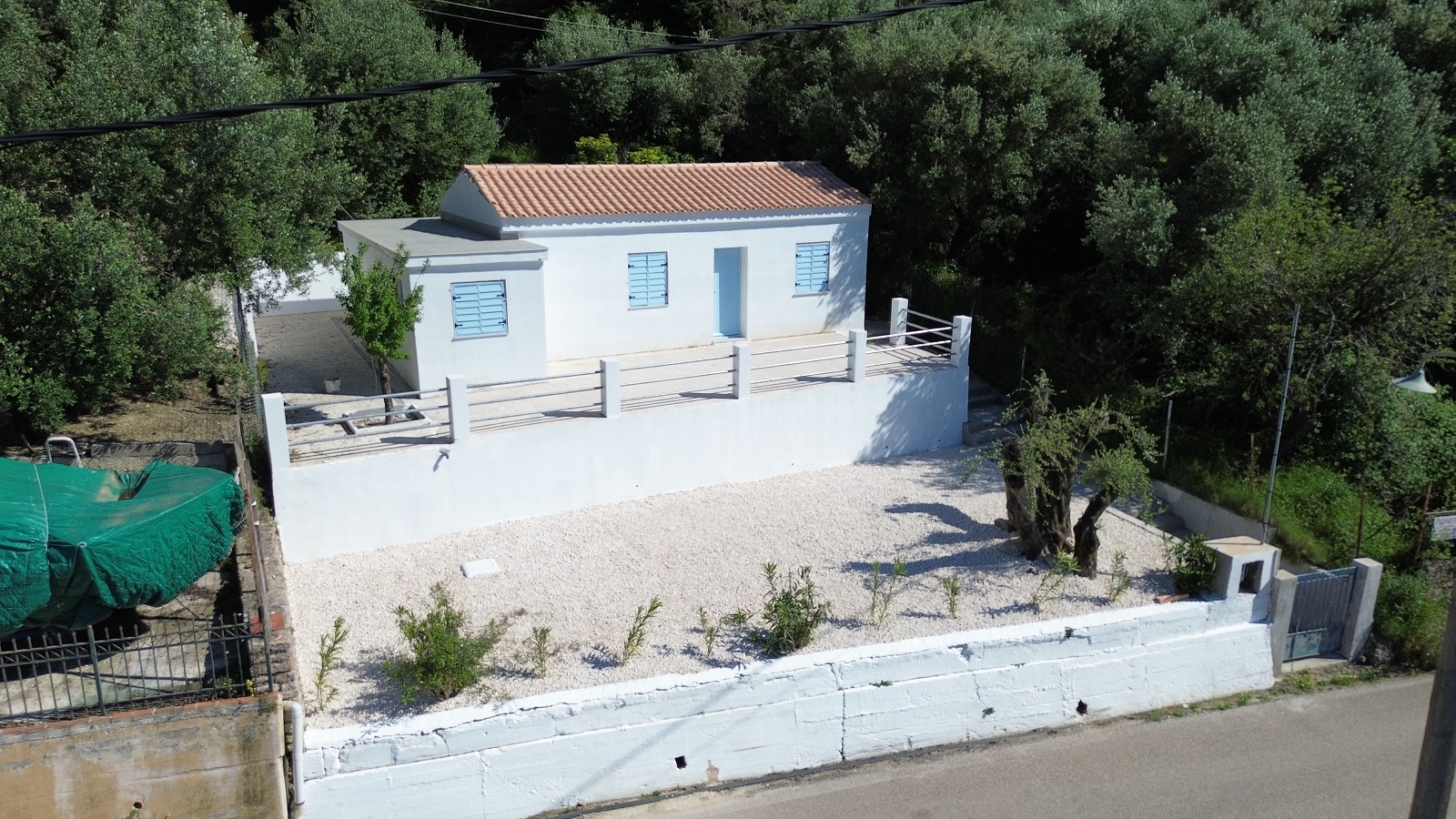 Aerial view of house for sale in Ithaca Greece, Aetos