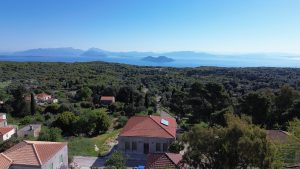 Aerial view of house for sale in Ithaca Greece, Anoghi